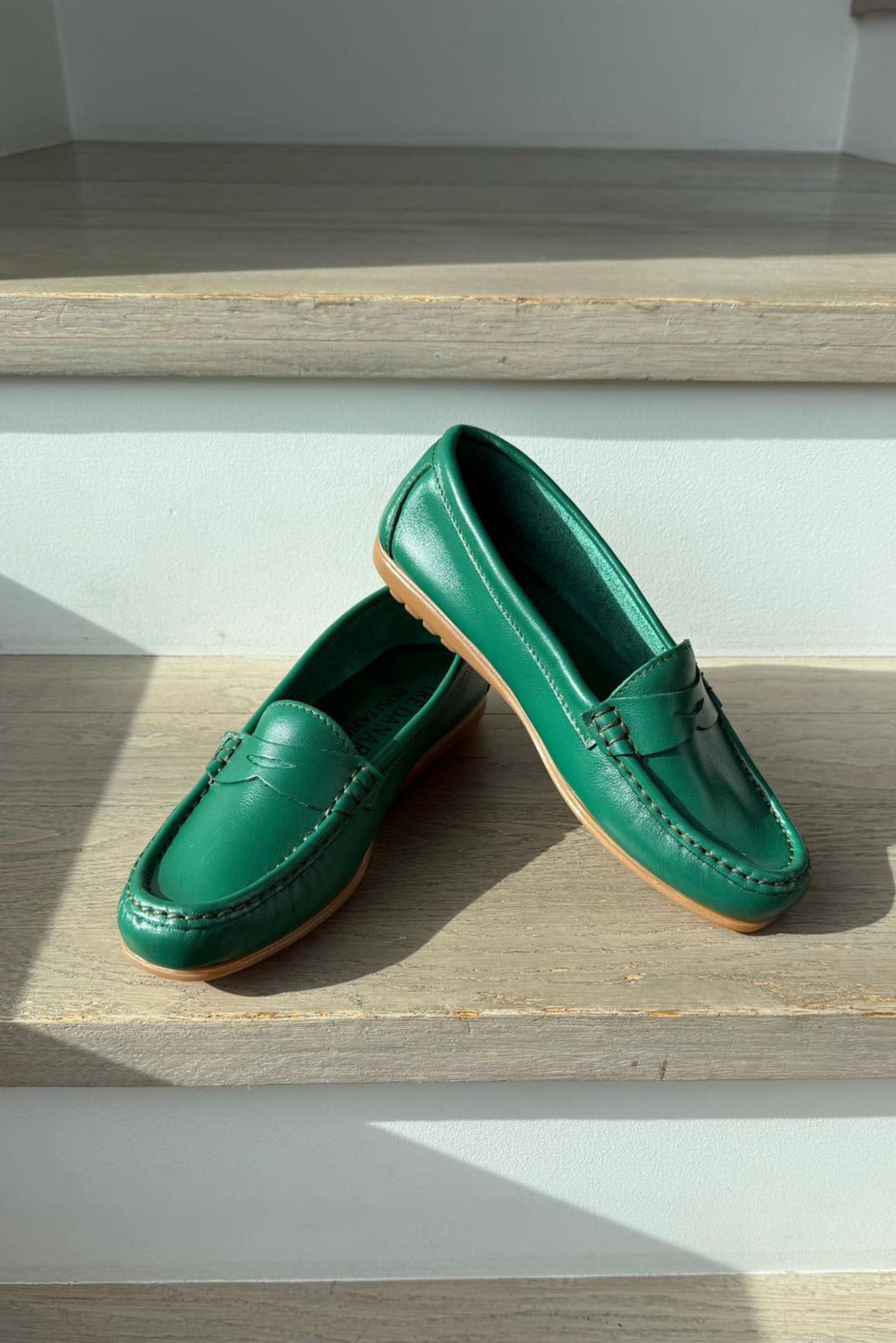 Italian Leather Loafers - Emerald Green