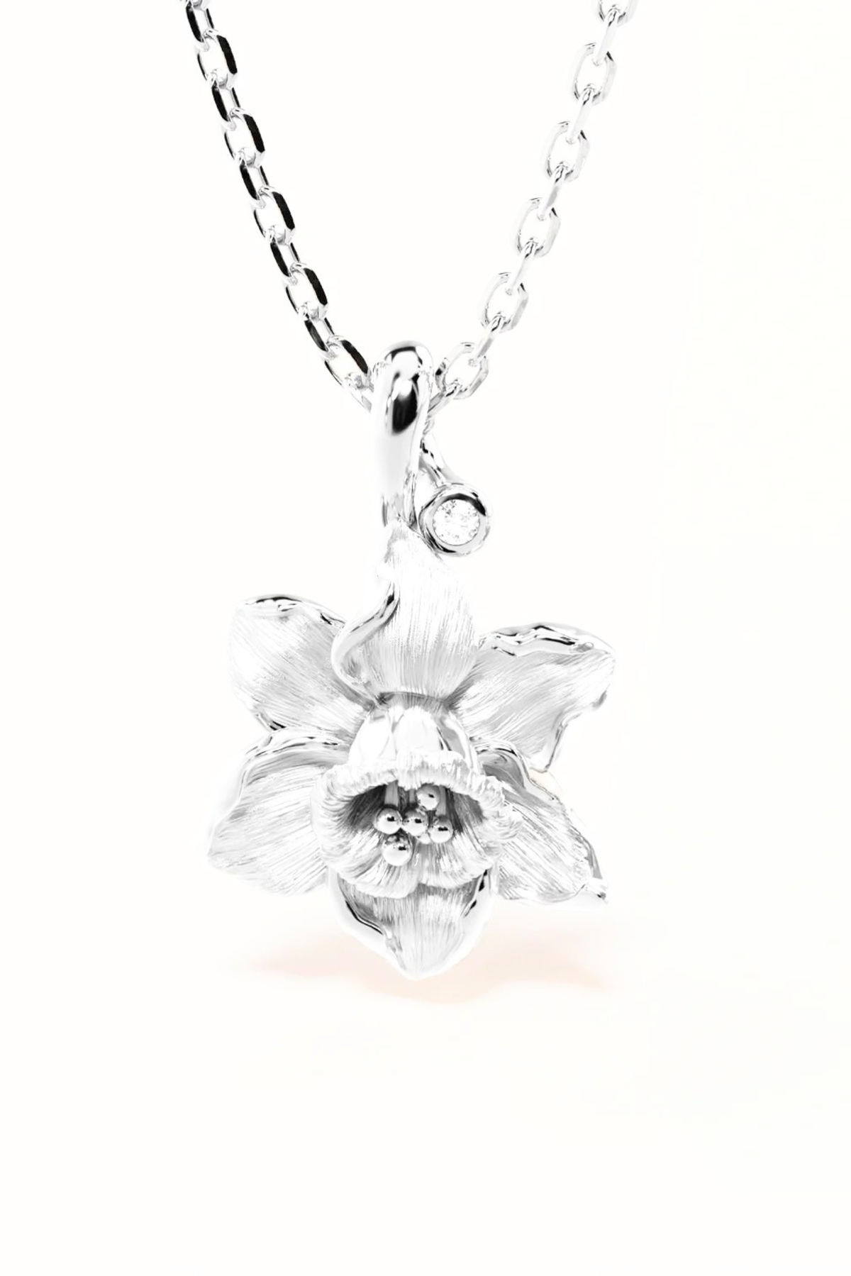 Birth Flower Necklace Daffodil March - Silver