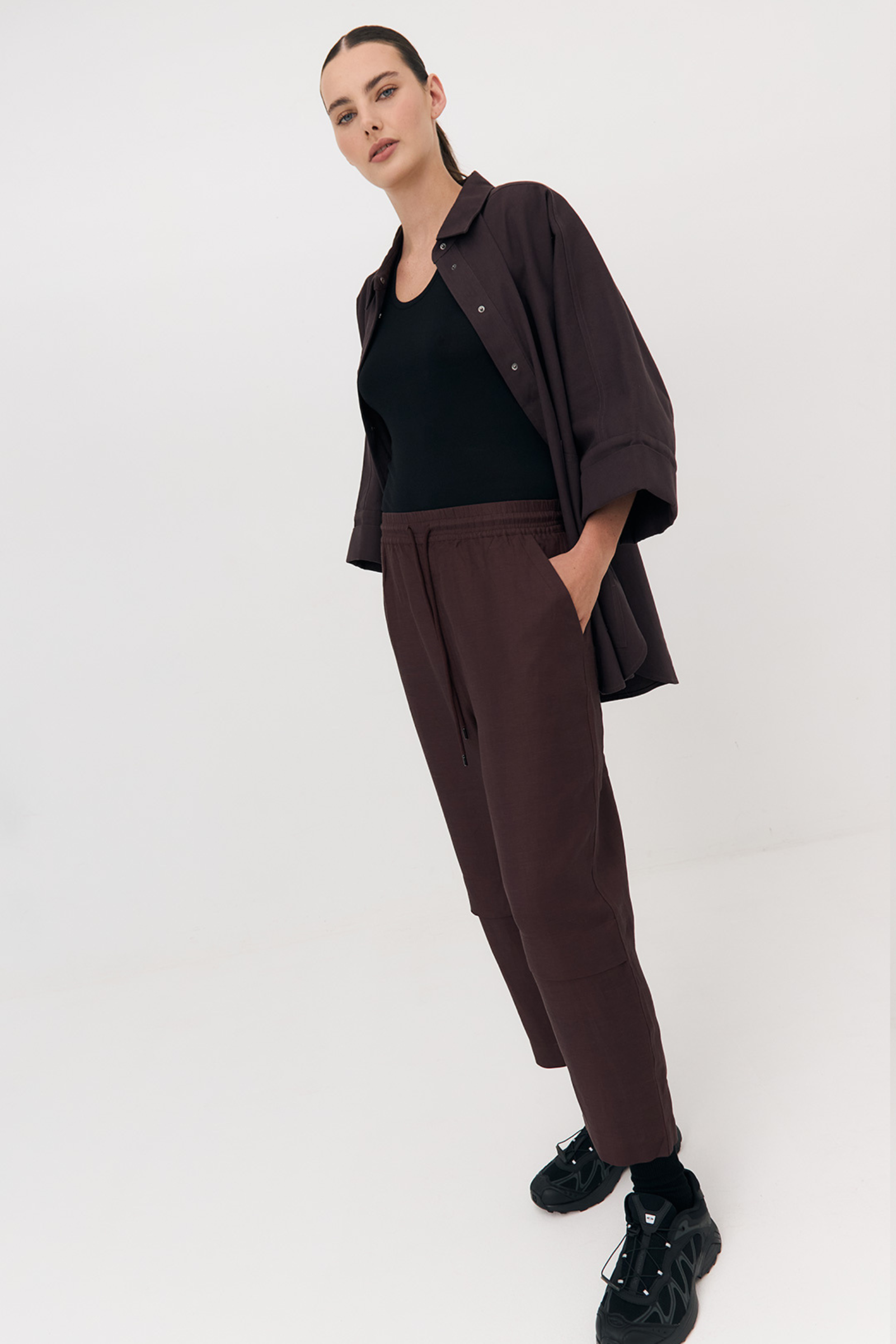 Panelled Pants - Chocolate Plum