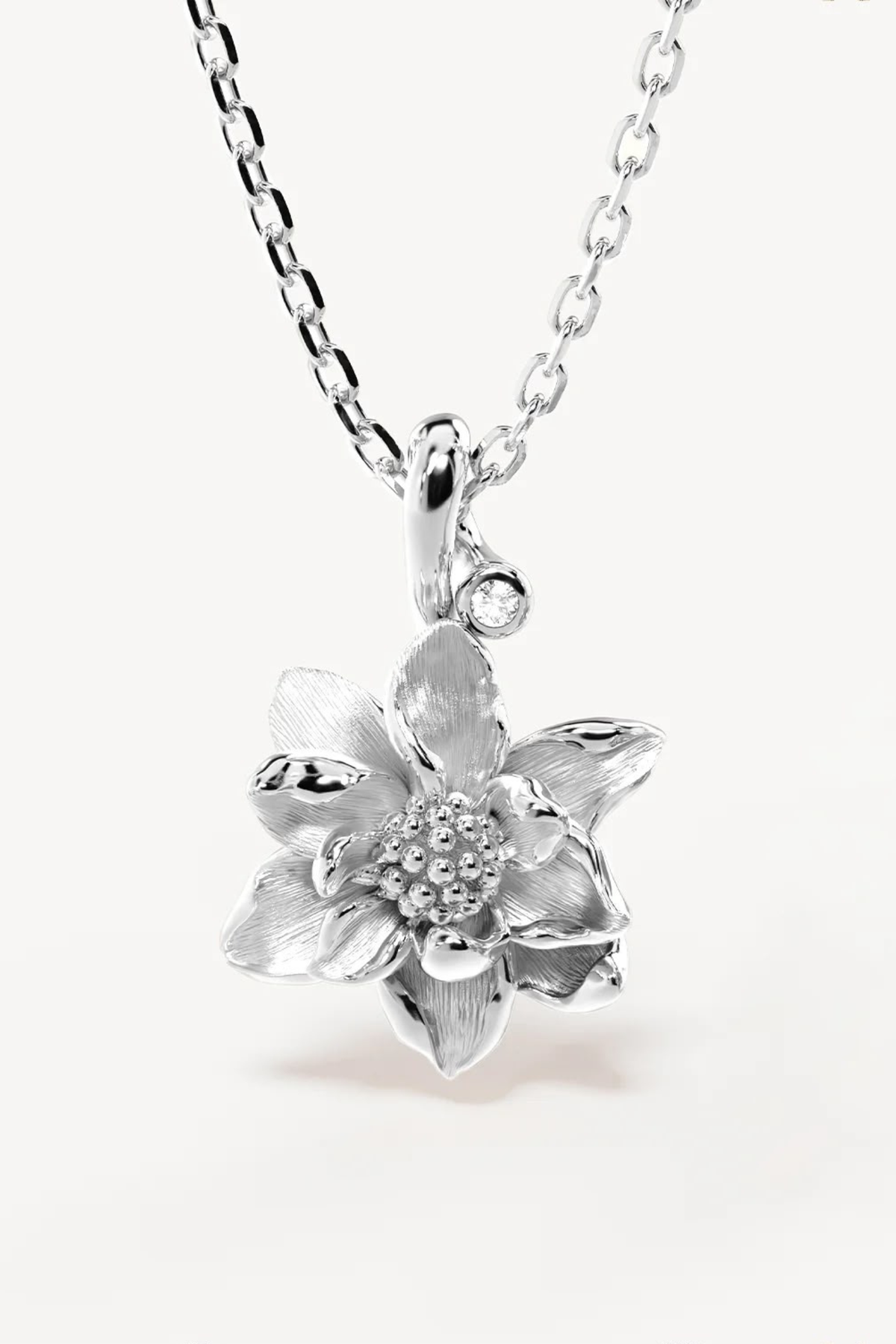 Birth Flower Necklace Water Lily July - Silver