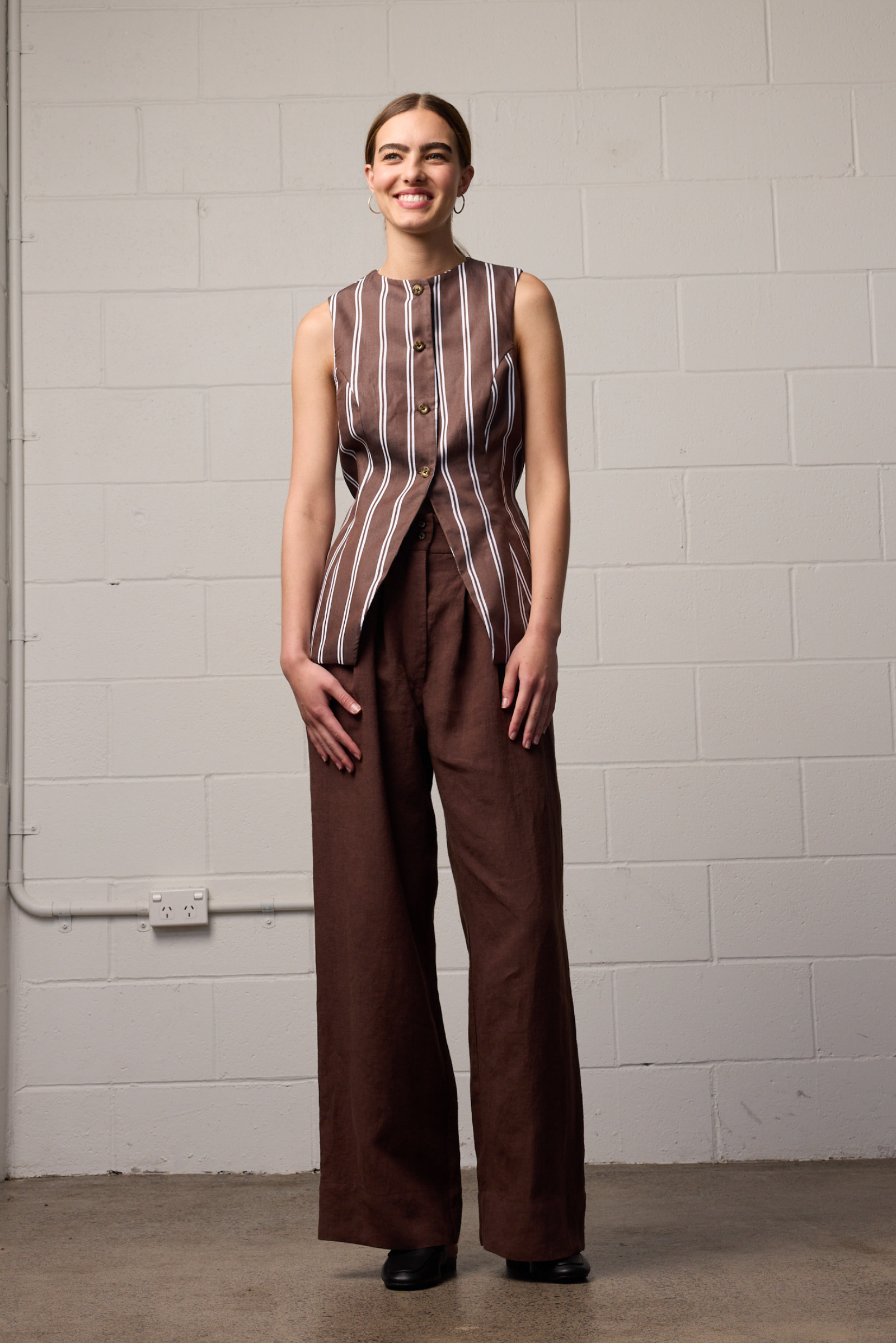 Coco Vest Top - Brown Stripe