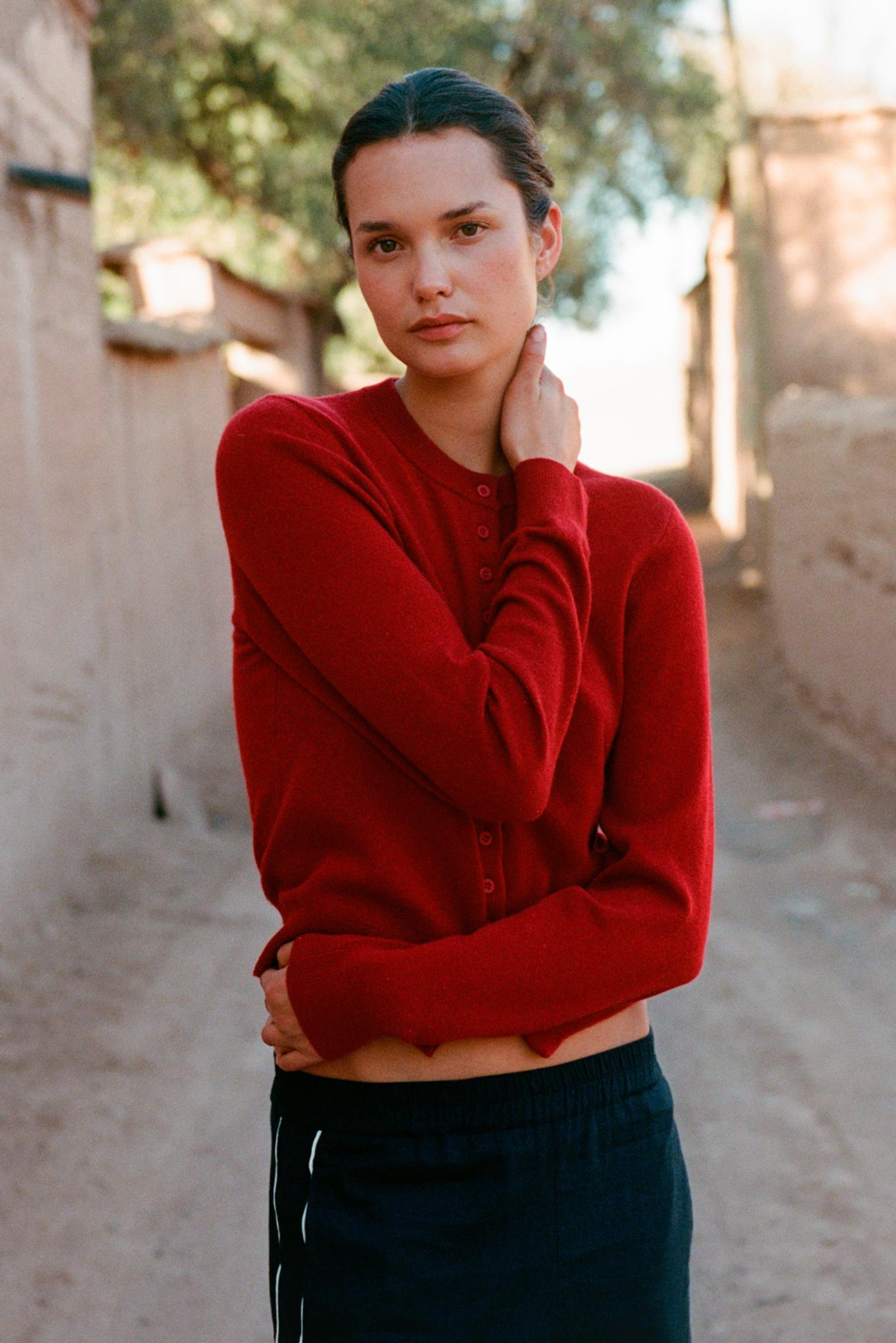 Maeve Merino Knit Cardigan - Rust Red