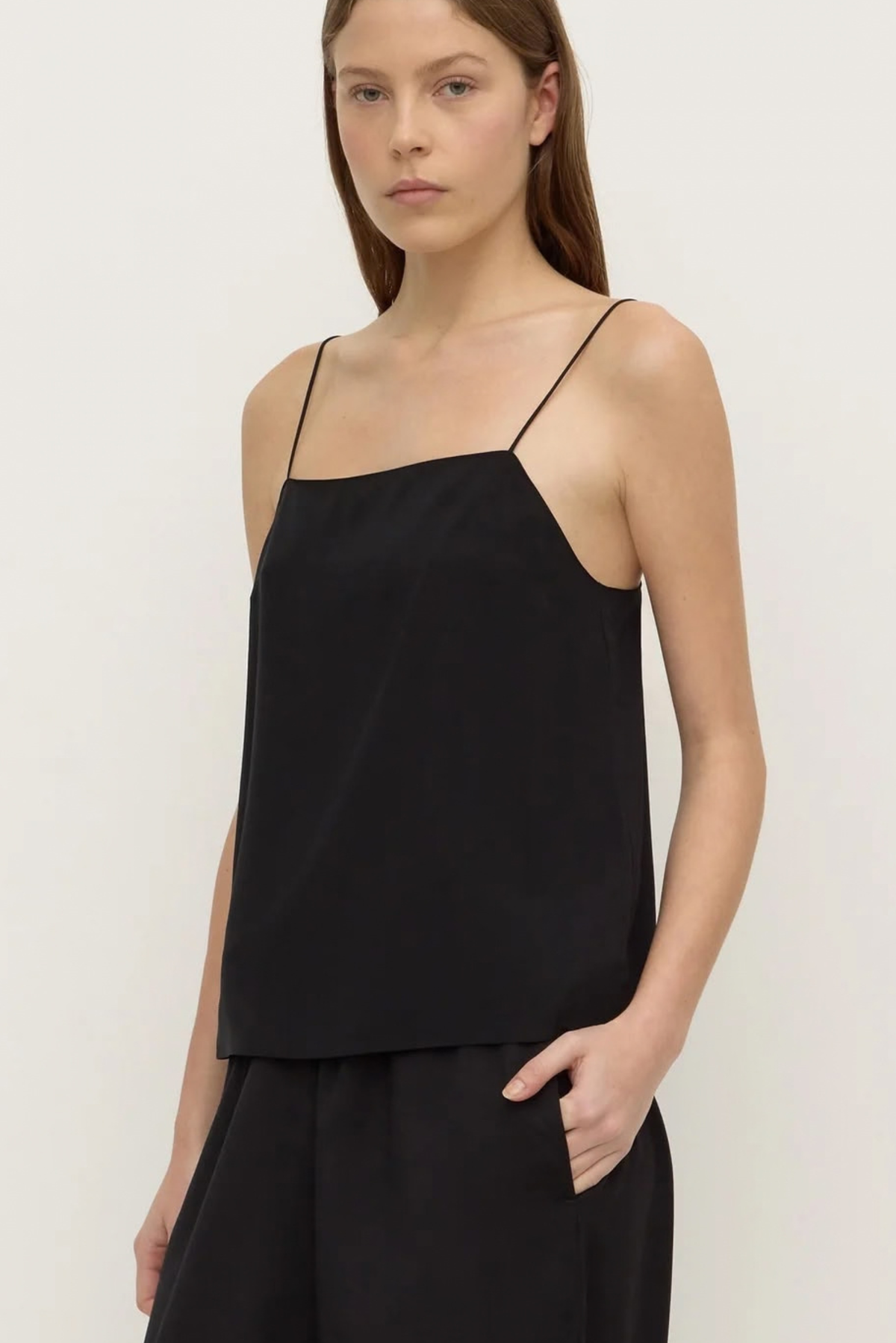 Aime Silk Tank - Black