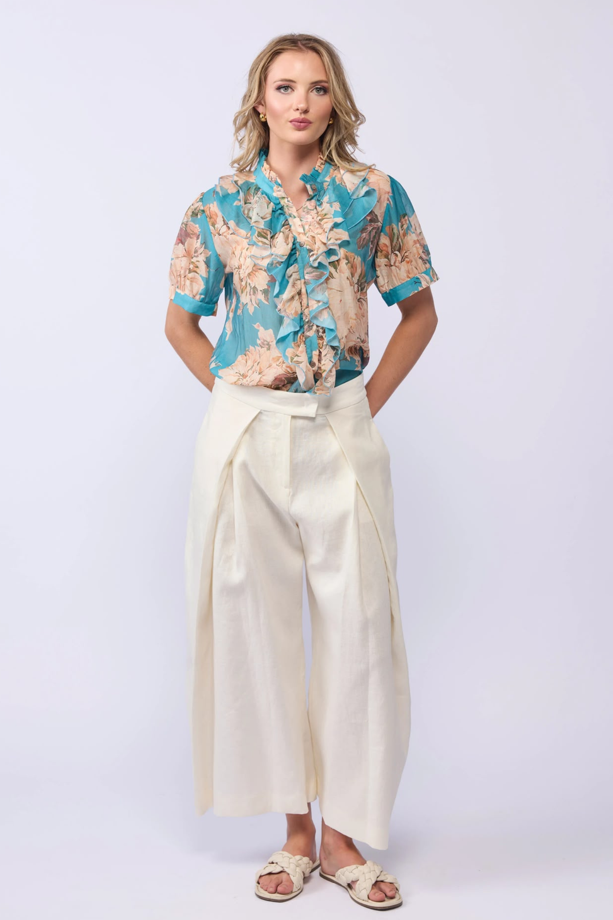 Wish Blouse - Aqua Bloom