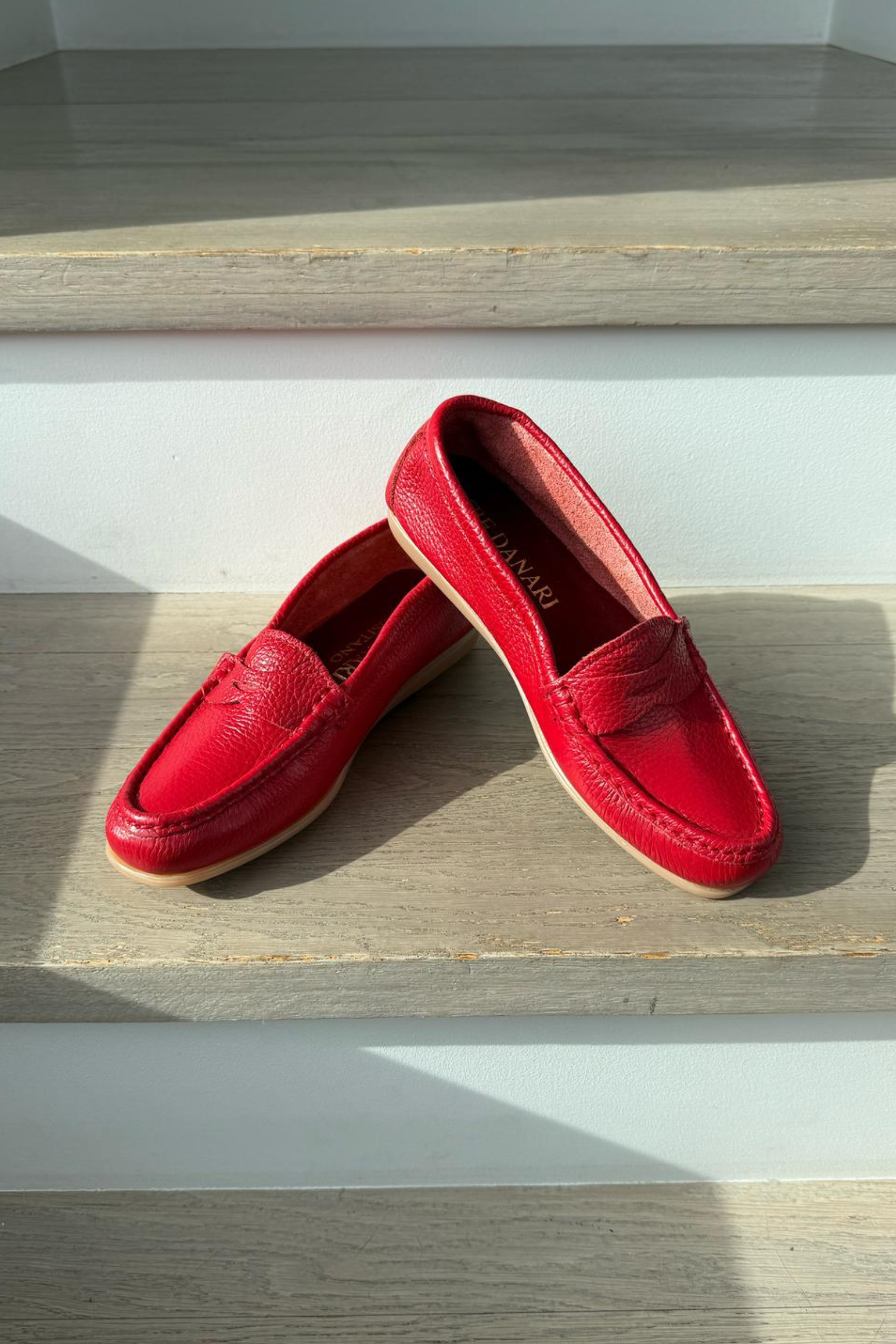 Italian Leather Loafers - Red