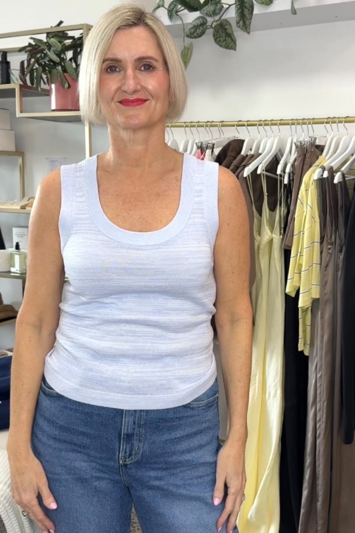 Silas Knit Top - Blue Marle