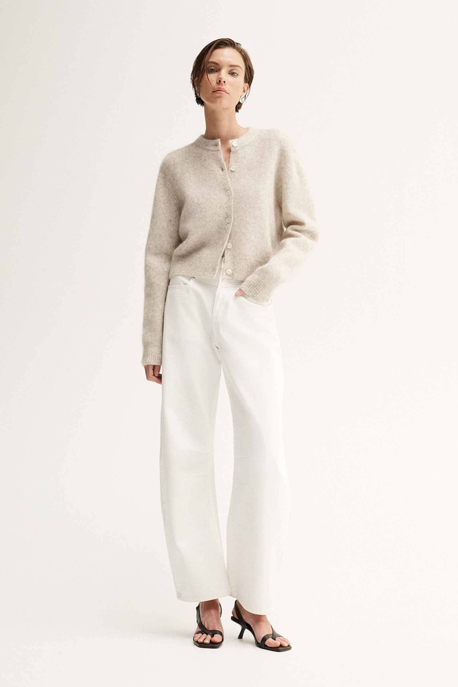 Abigail Knit Cardigan - White Marle