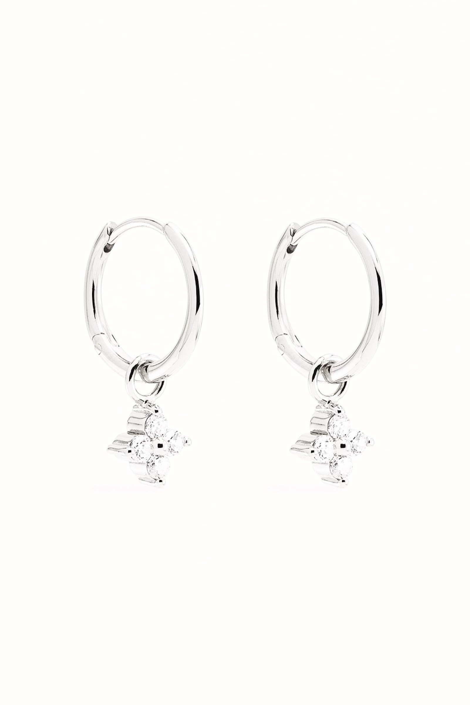 Crystal Bloom Hoops - Silver