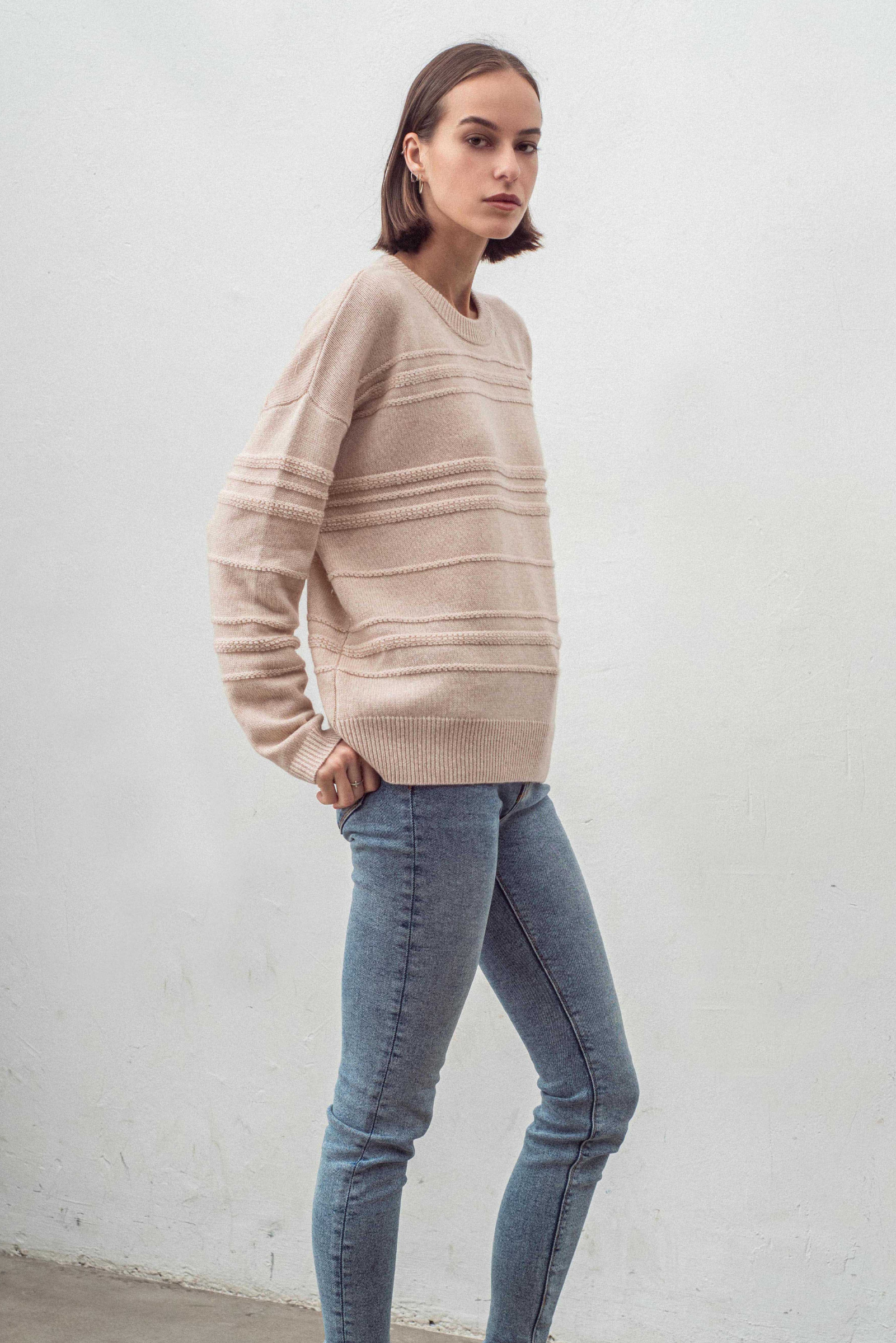 Put back online Cashmere Blend Pullover N330W - Shell Beige