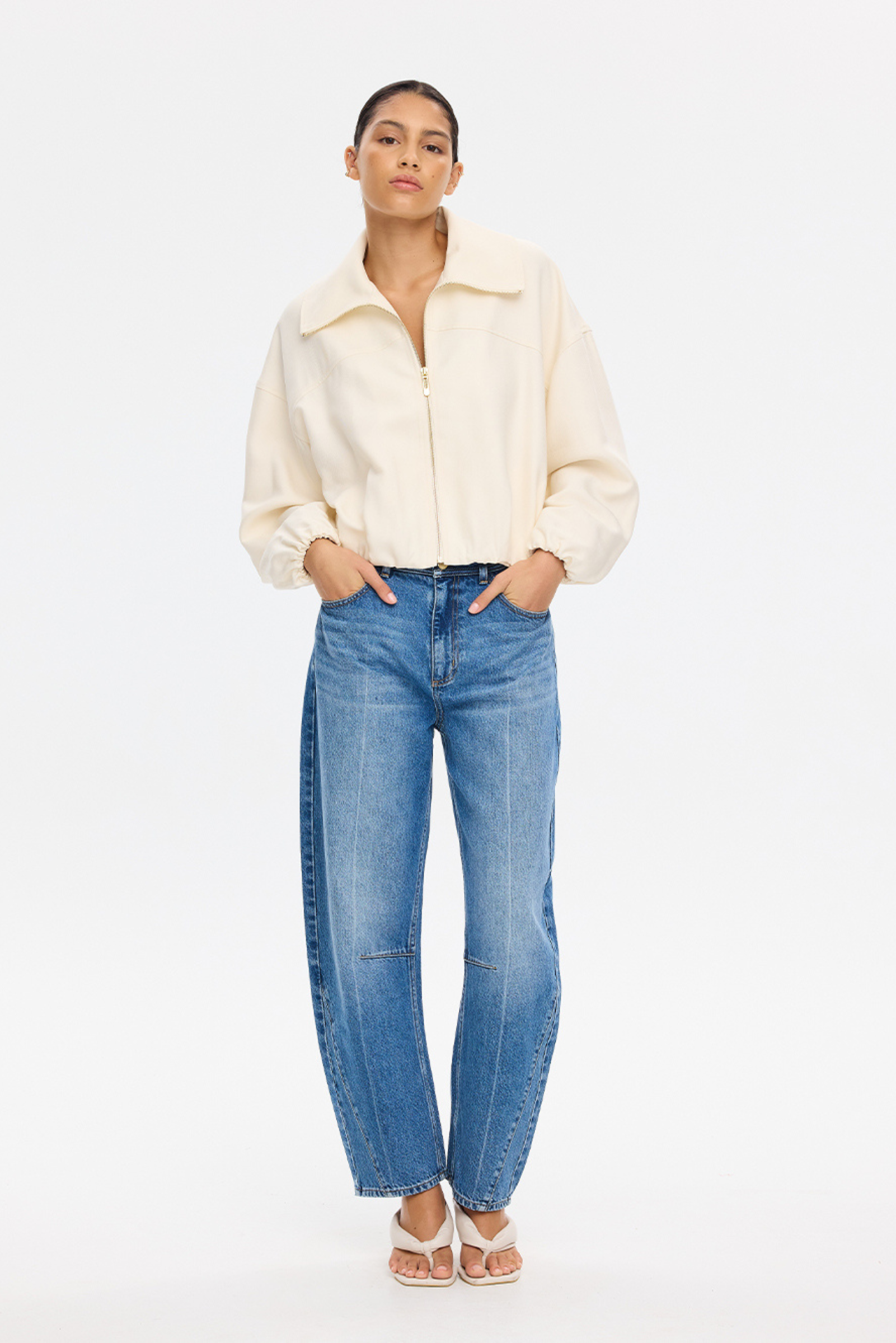Cass Cropped Jacket - Ivory