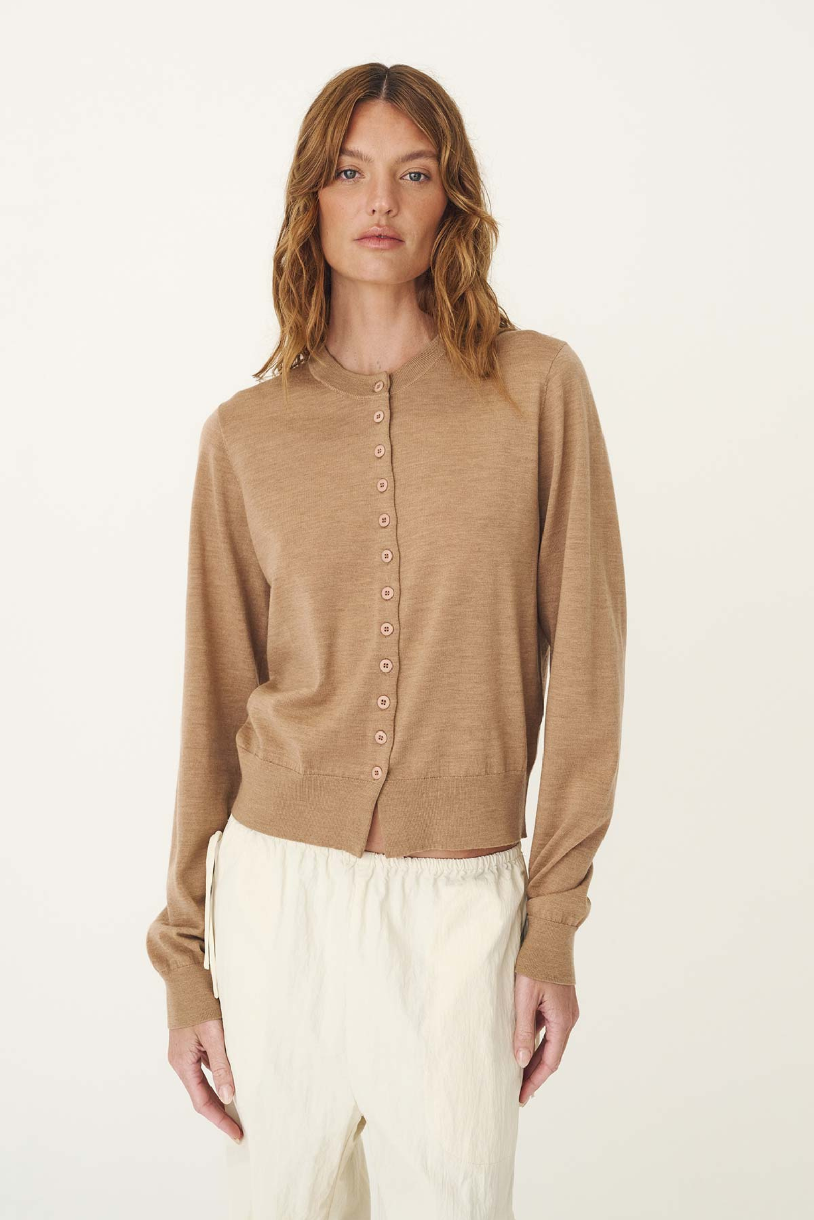 Maeve Merino Spring Cardigan - Fawn