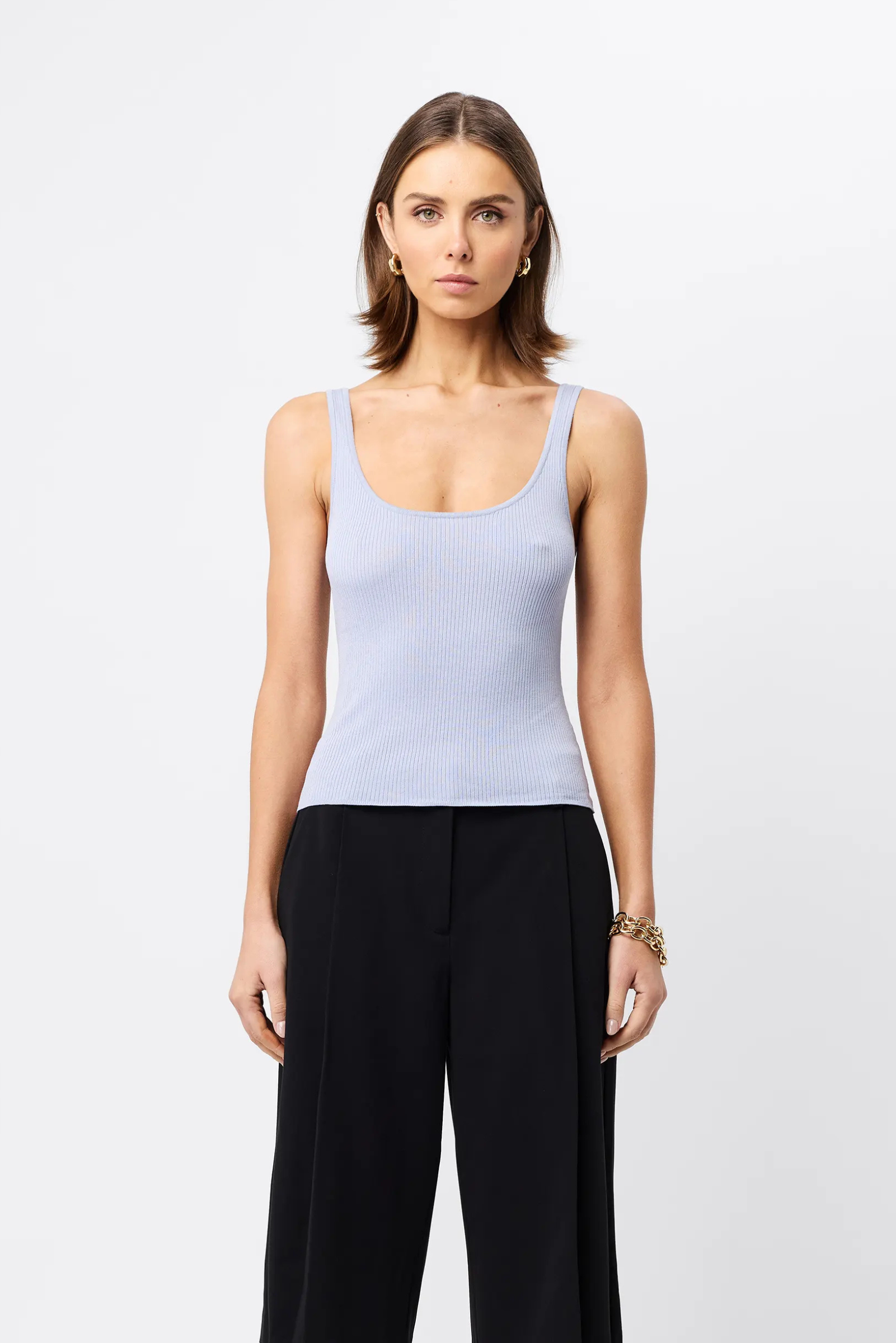 Fine Line Knit Tank - Sky