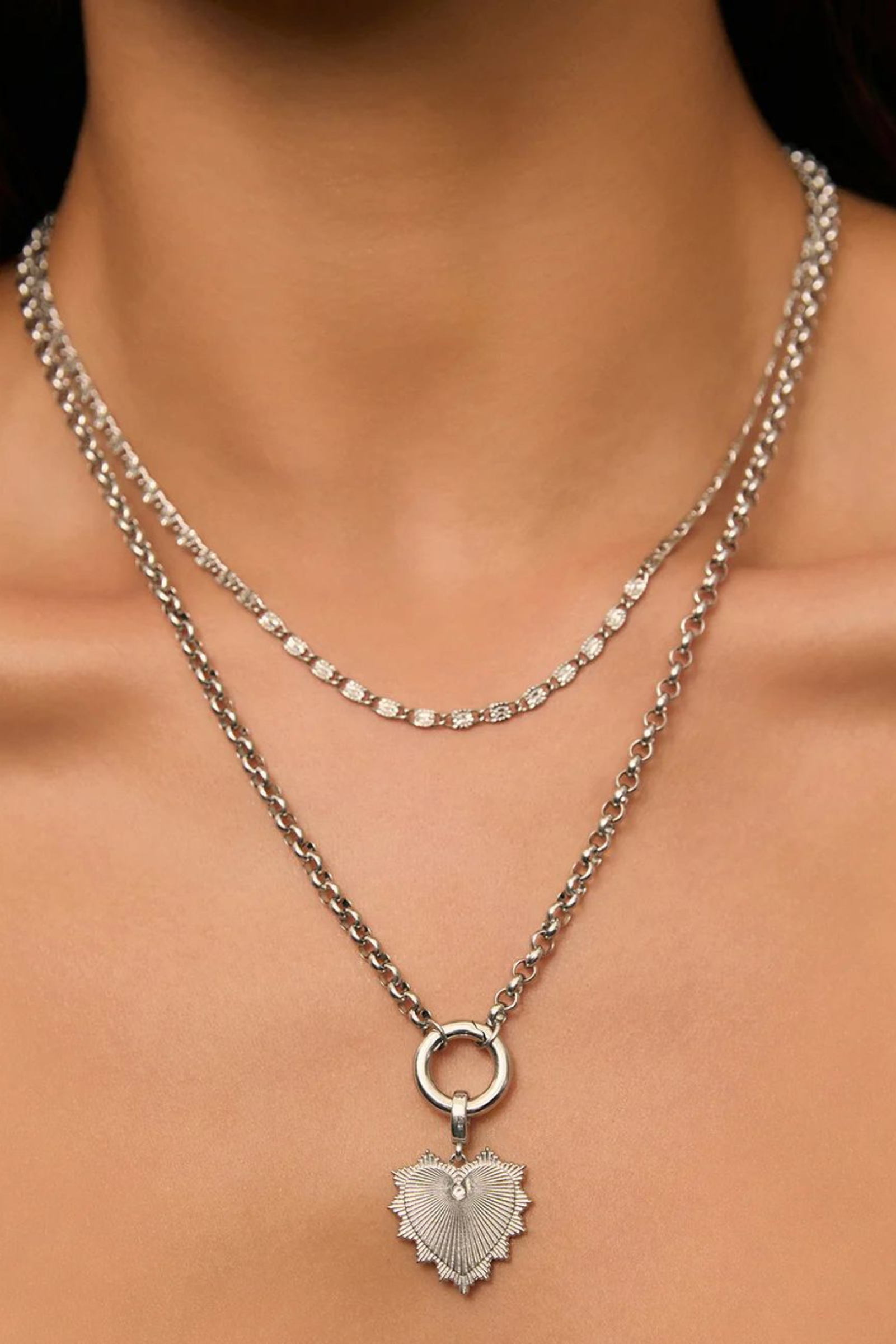 Circle Charm Necklace - Silver