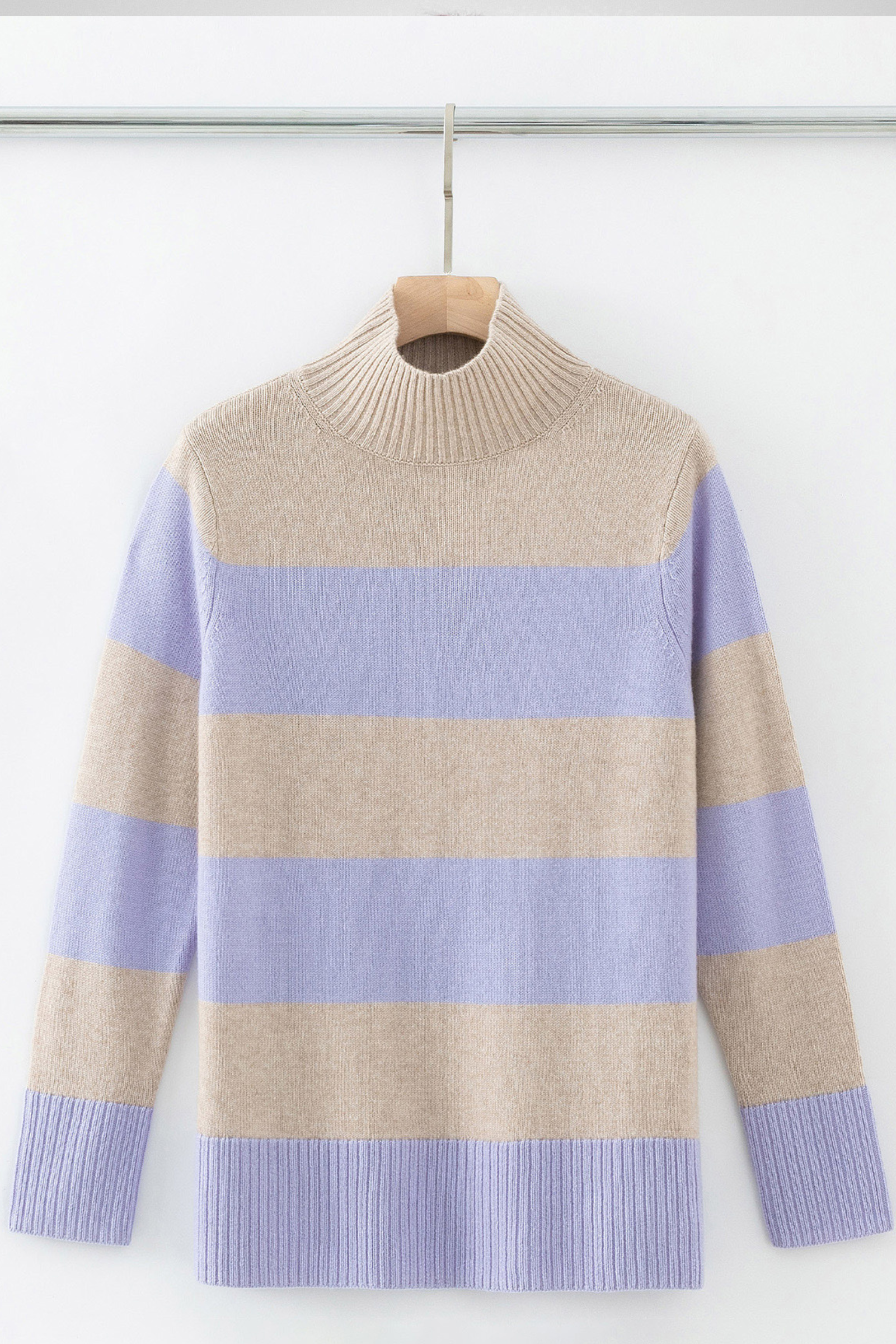 Cashmere Blend Striped Jumper N.06 - Champagne/Iris