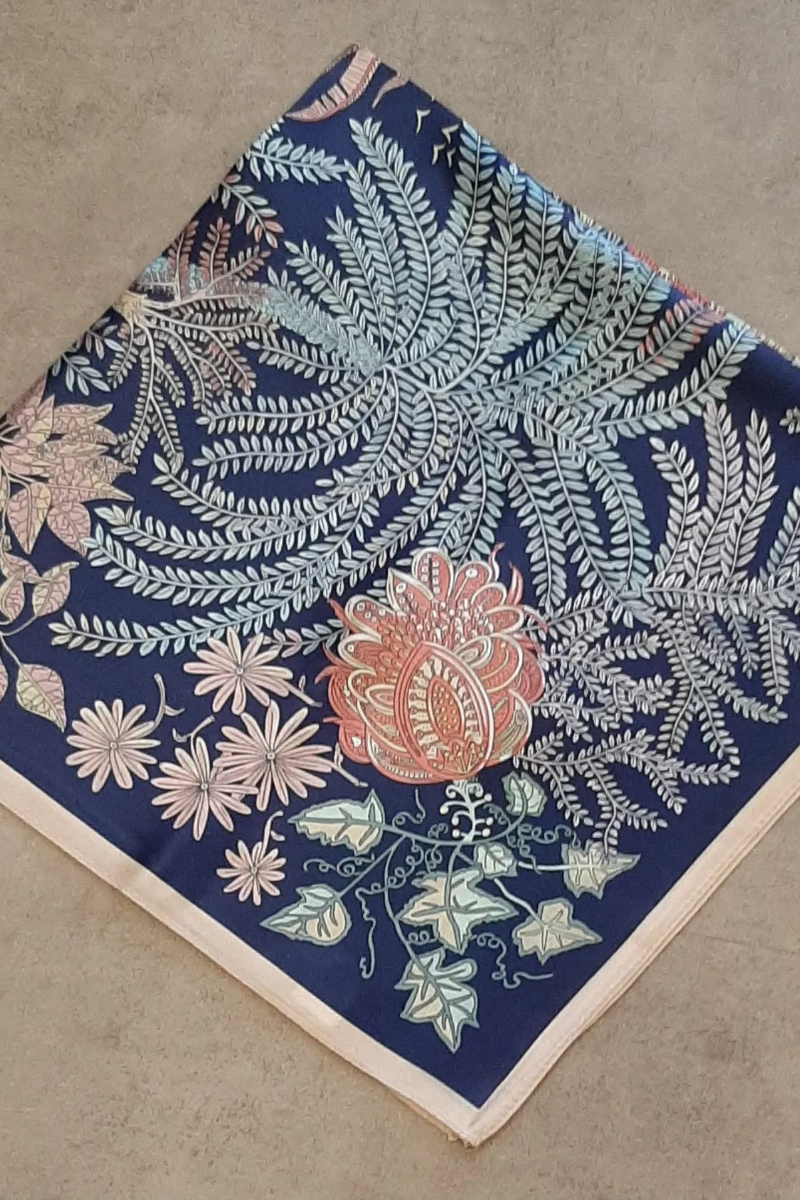 Silk Scarf - Navy Floral