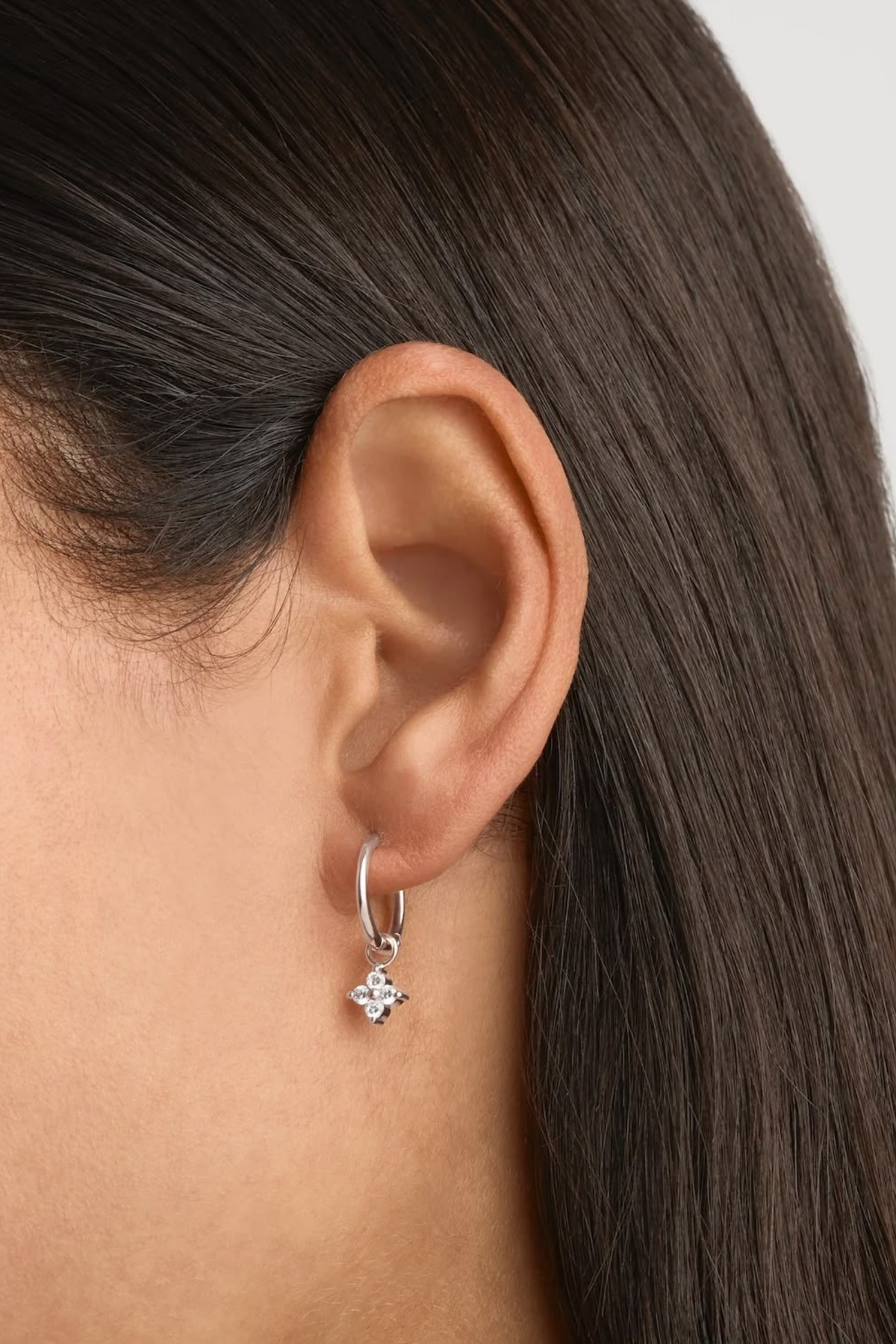 Crystal Bloom Hoops - Silver