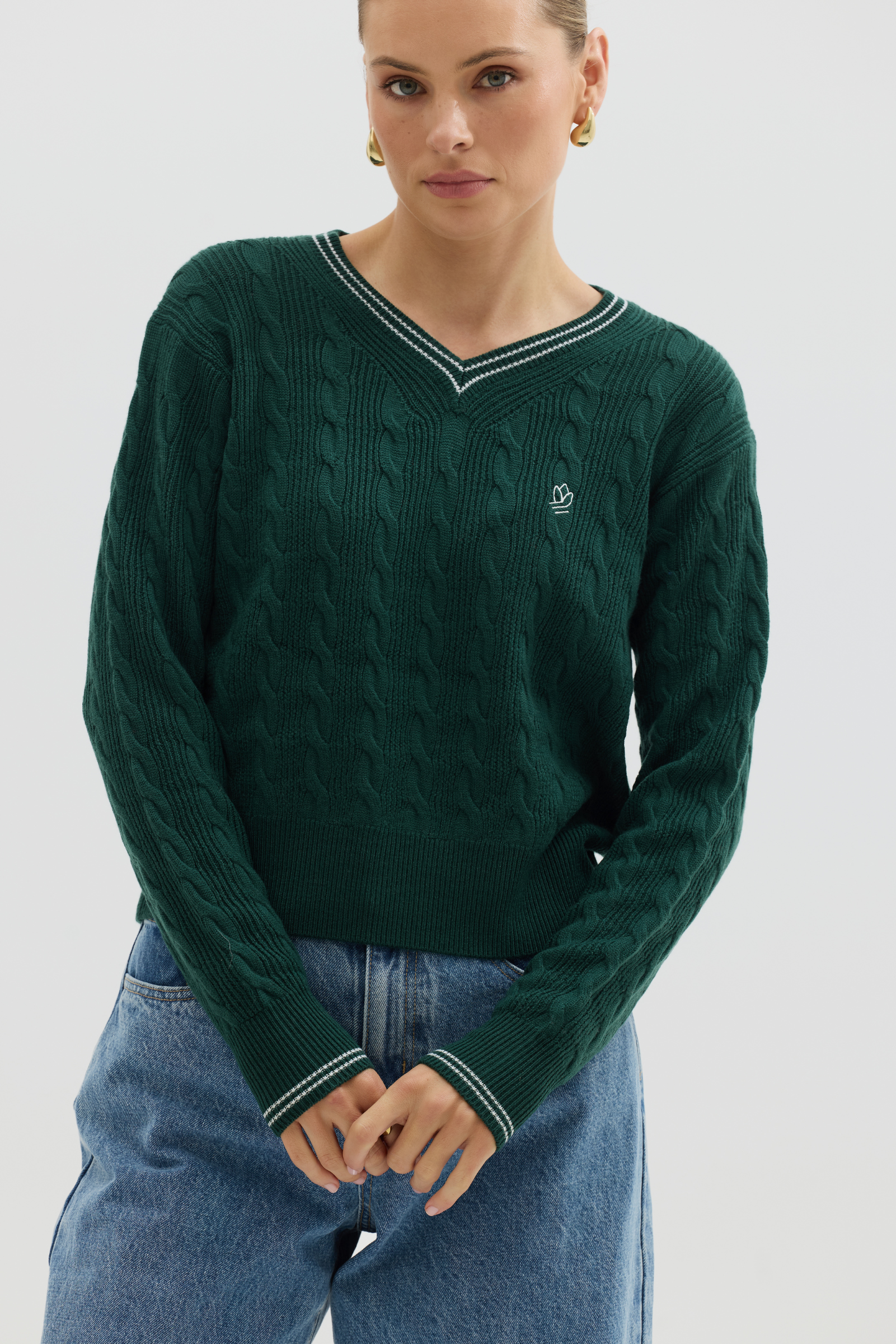 Cable Sweater - Moss