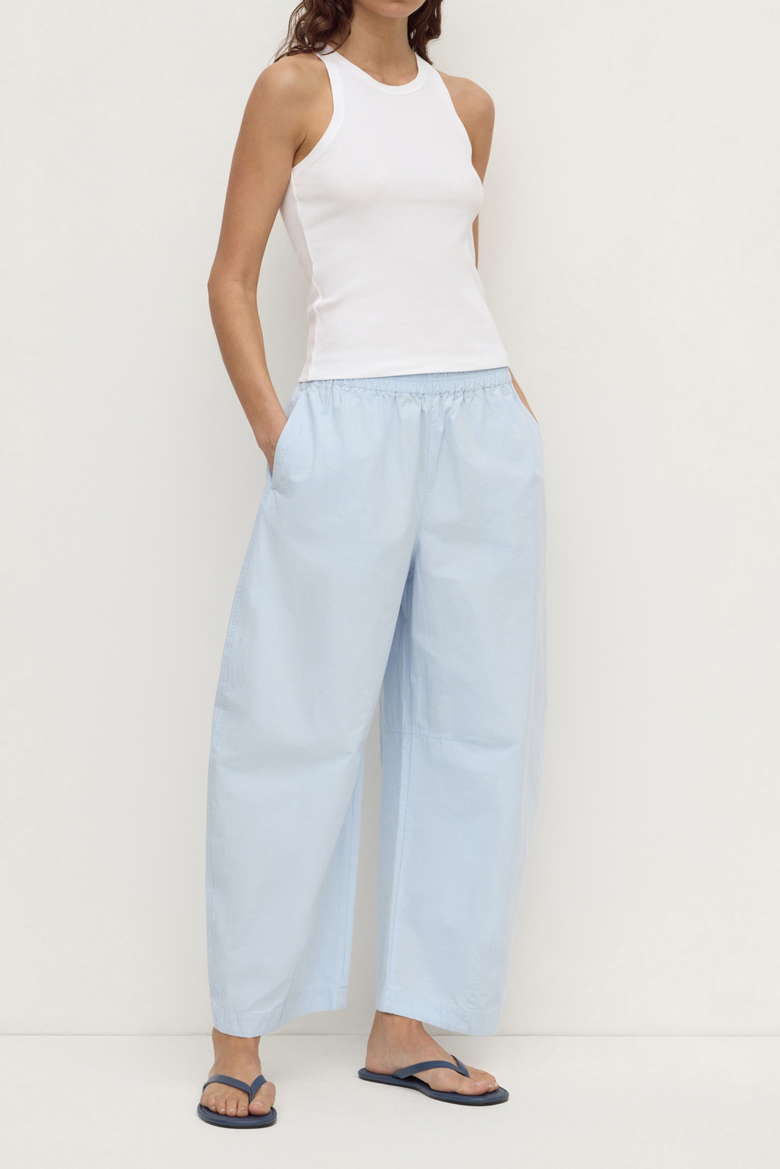 Elaine Washed Cotton Pants - Powder Blue