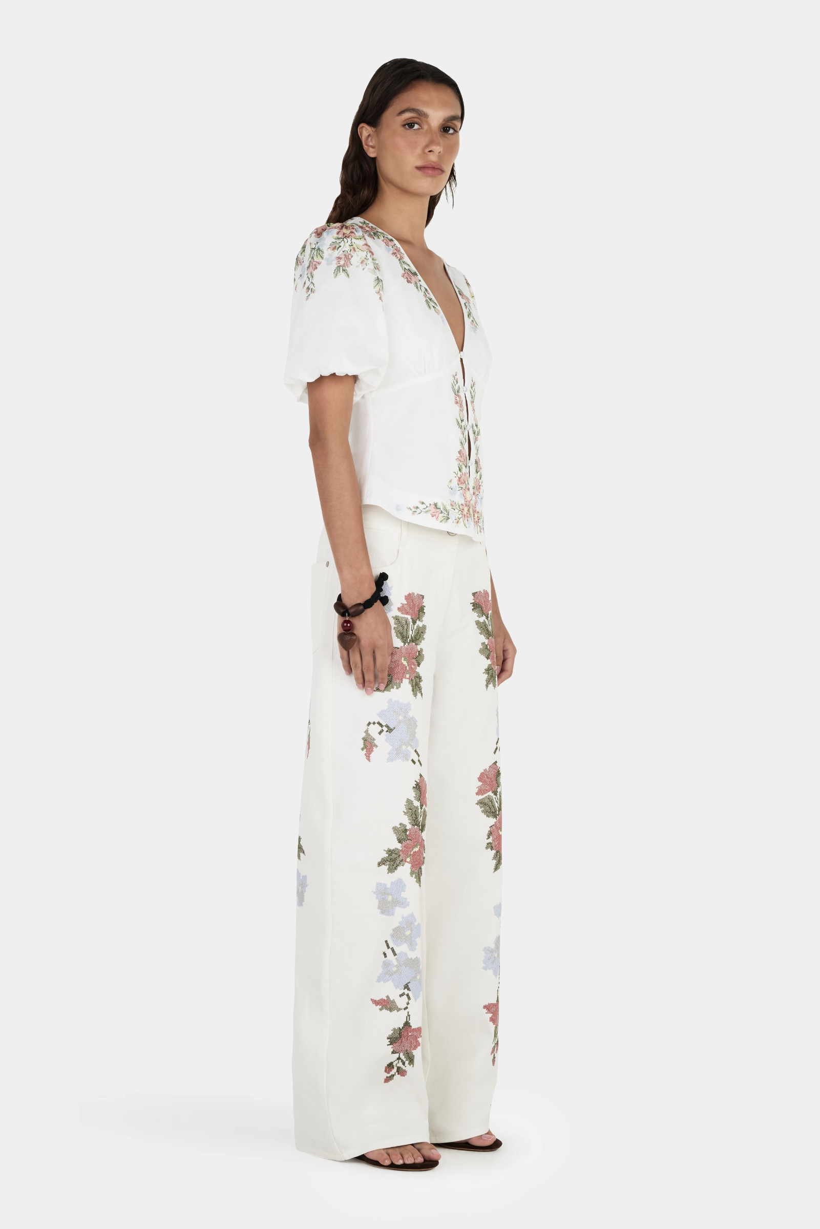 Scout Embroidered Pants - Cross Stitch
