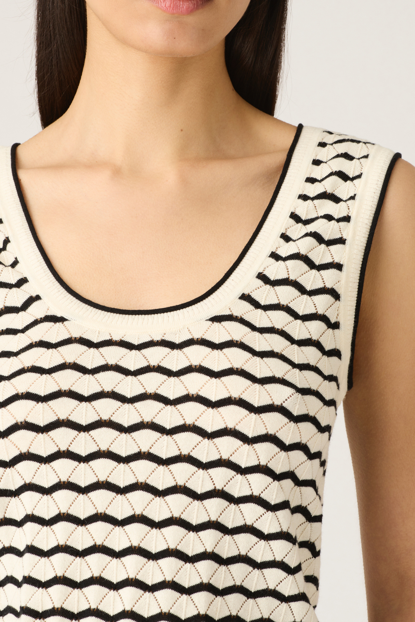 Elara Knit Tank Top - Black & White Stripe