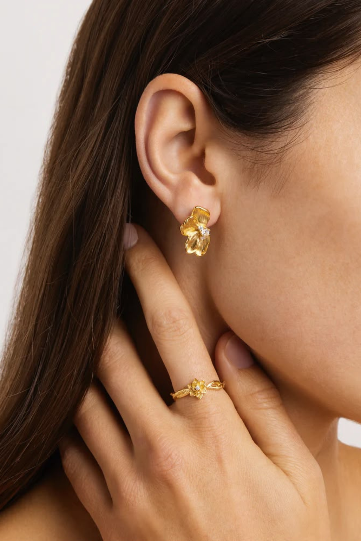 Serene Lotus Statement Earrings - Gold