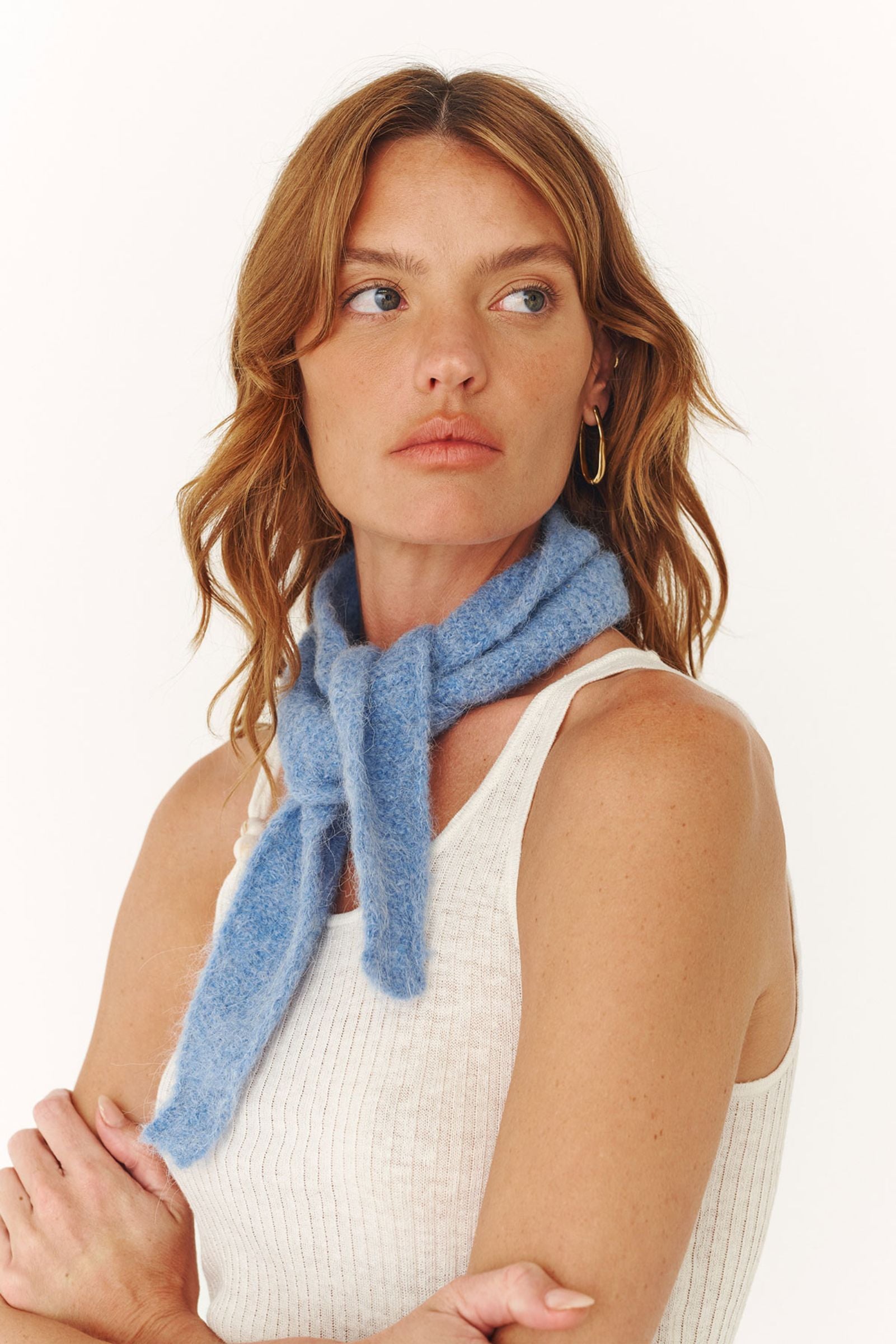 Noa Knit Neckerchief Scarf - Sky Marle