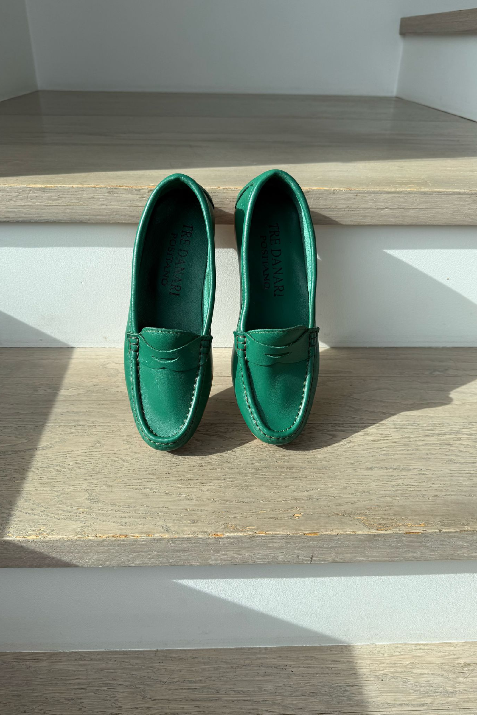 Italian Leather Loafers - Emerald Green