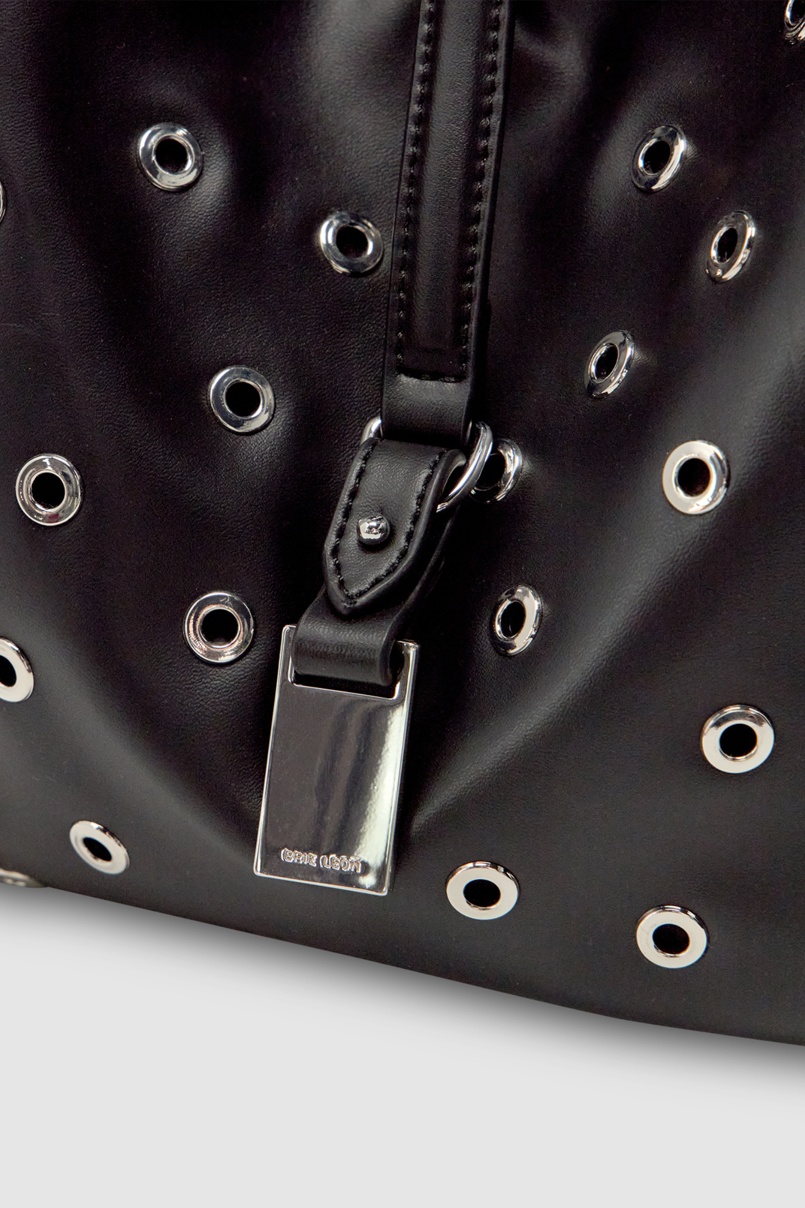 Josie Eyelet Bucket Bag - Black