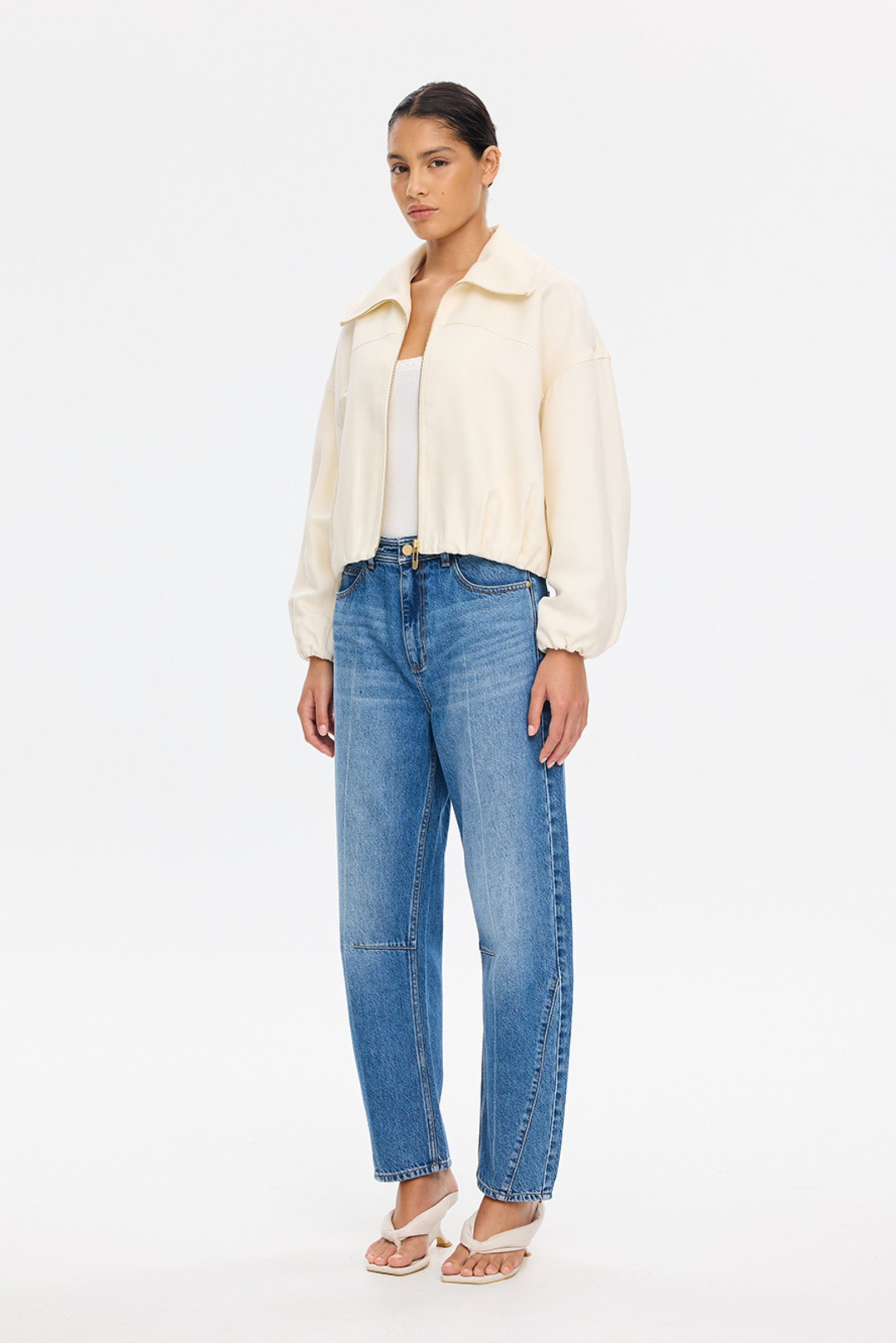 Cass Cropped Jacket - Ivory