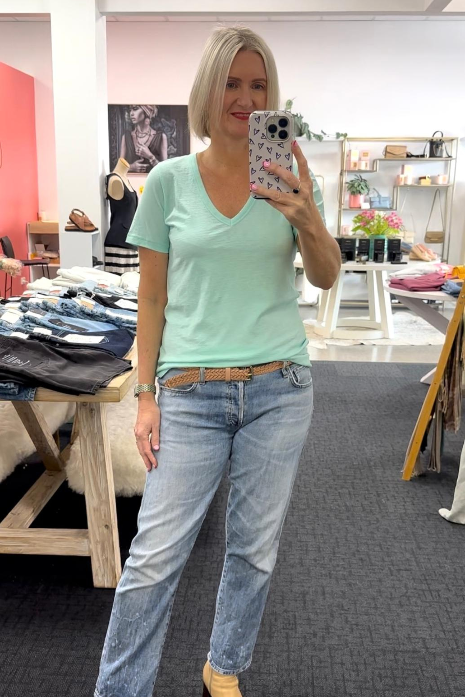 V Neck Tee S/S - Sea Foam