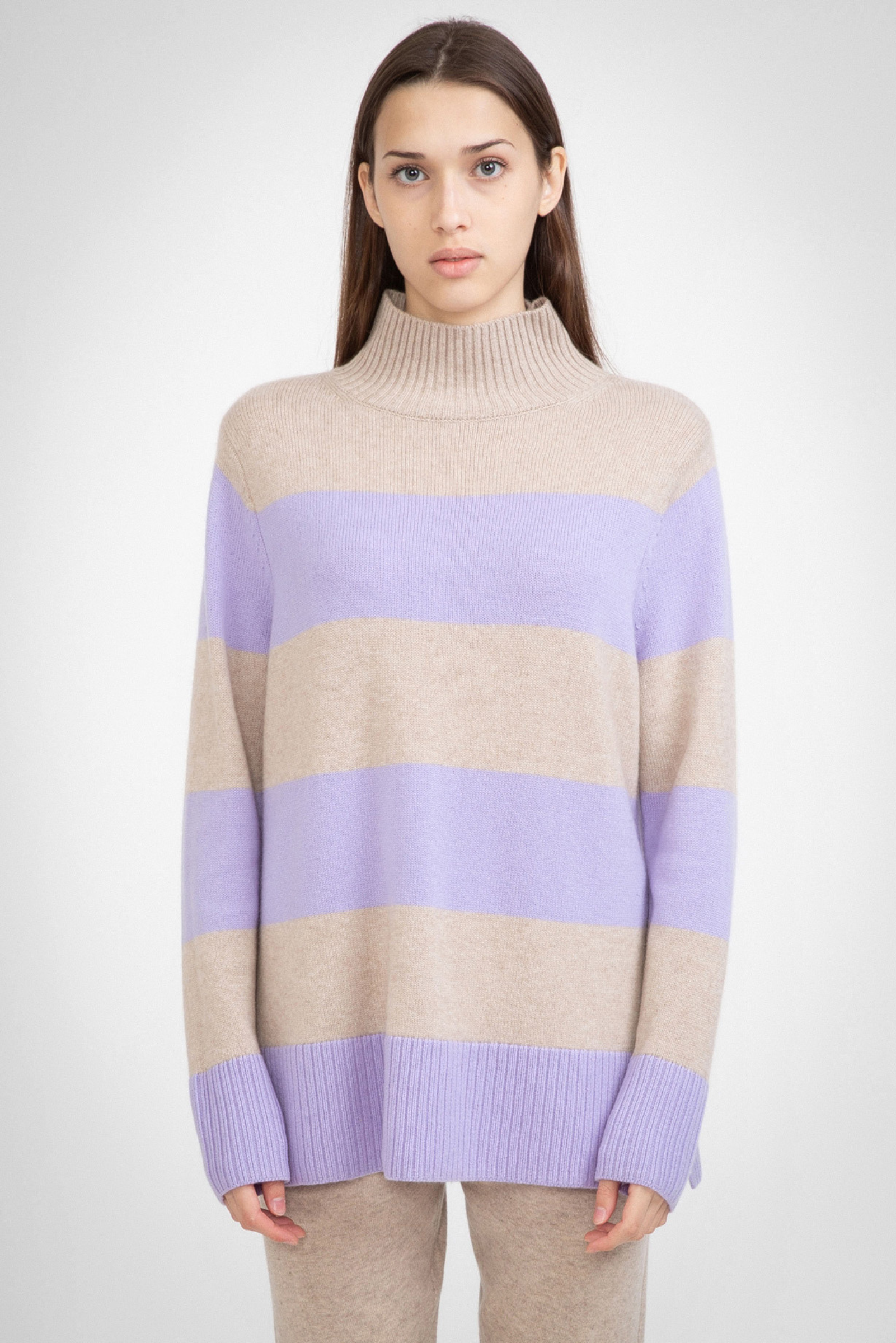 Cashmere Blend Striped Jumper N.06 - Champagne/Iris