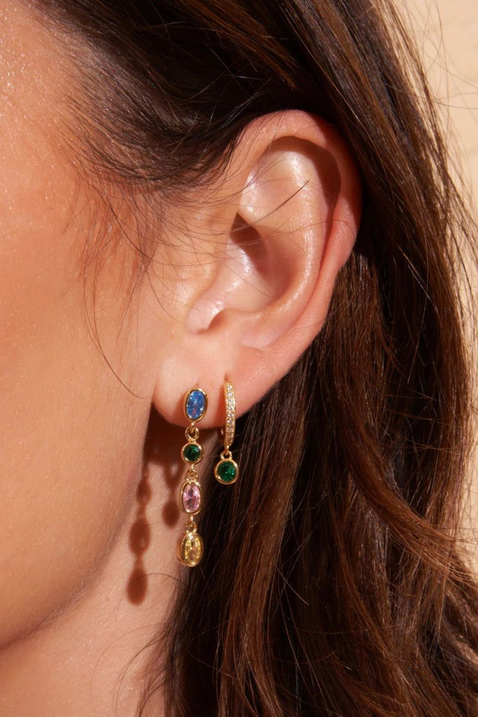 Isadora Gold Earrings - Multi Blue