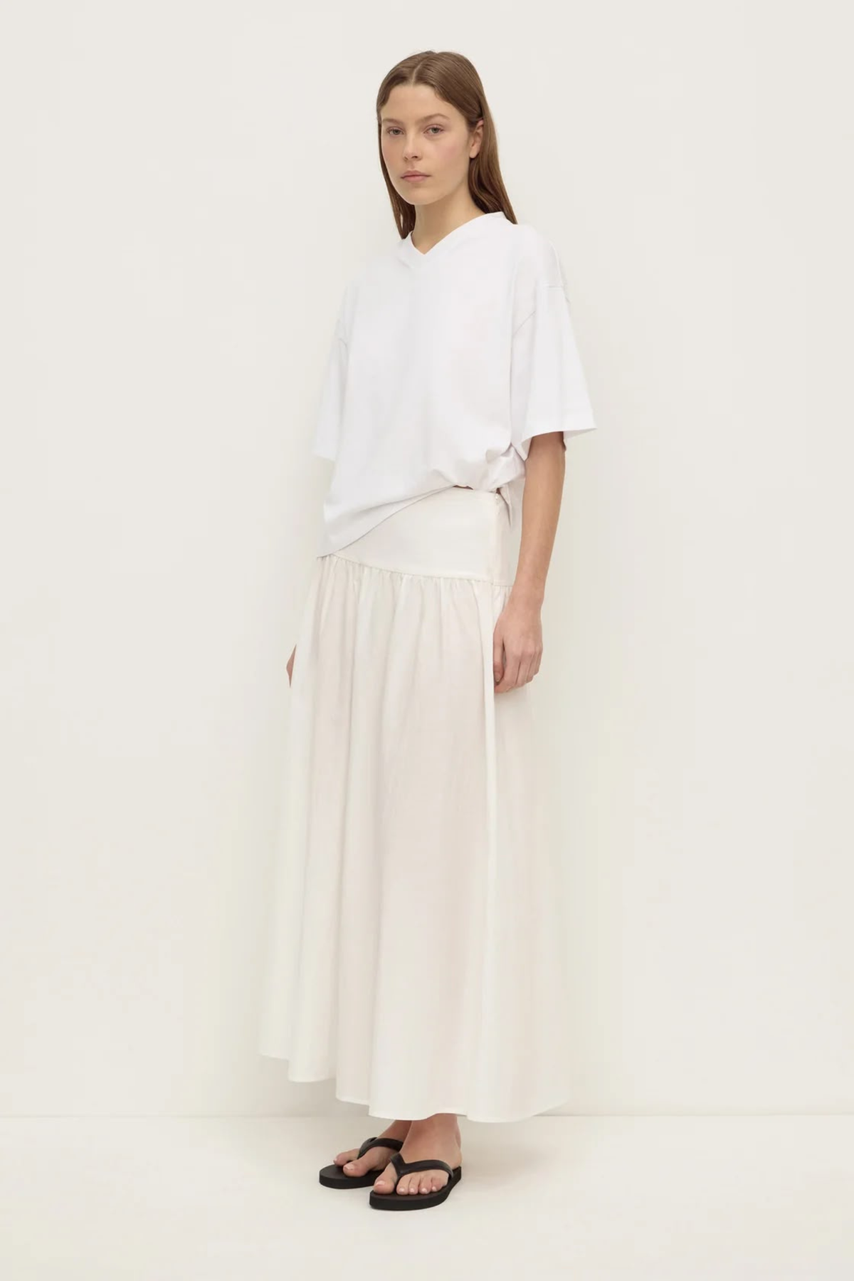 Sarah Cotton Maxi Skirt - White