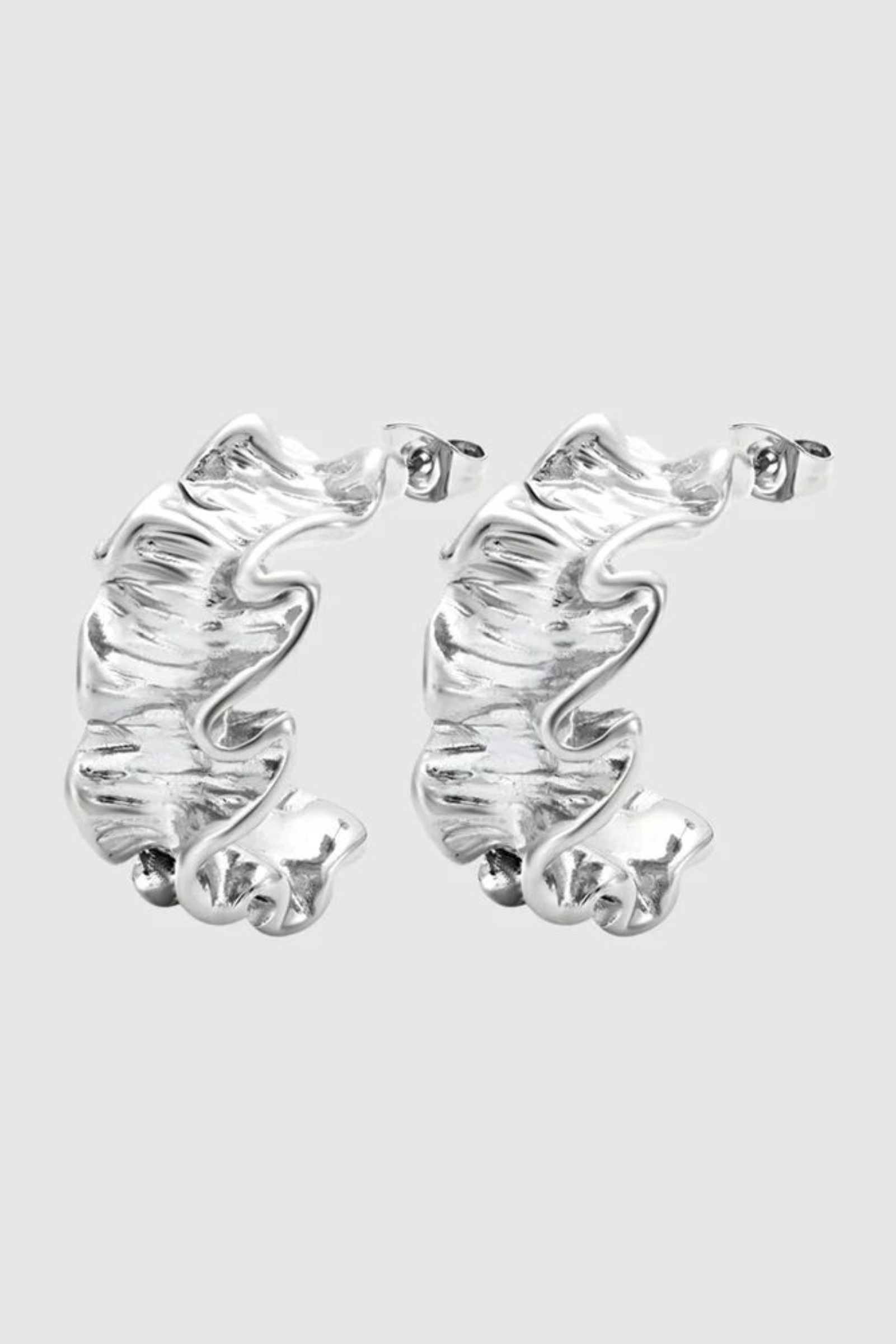 Crinkle Earrings - Silver