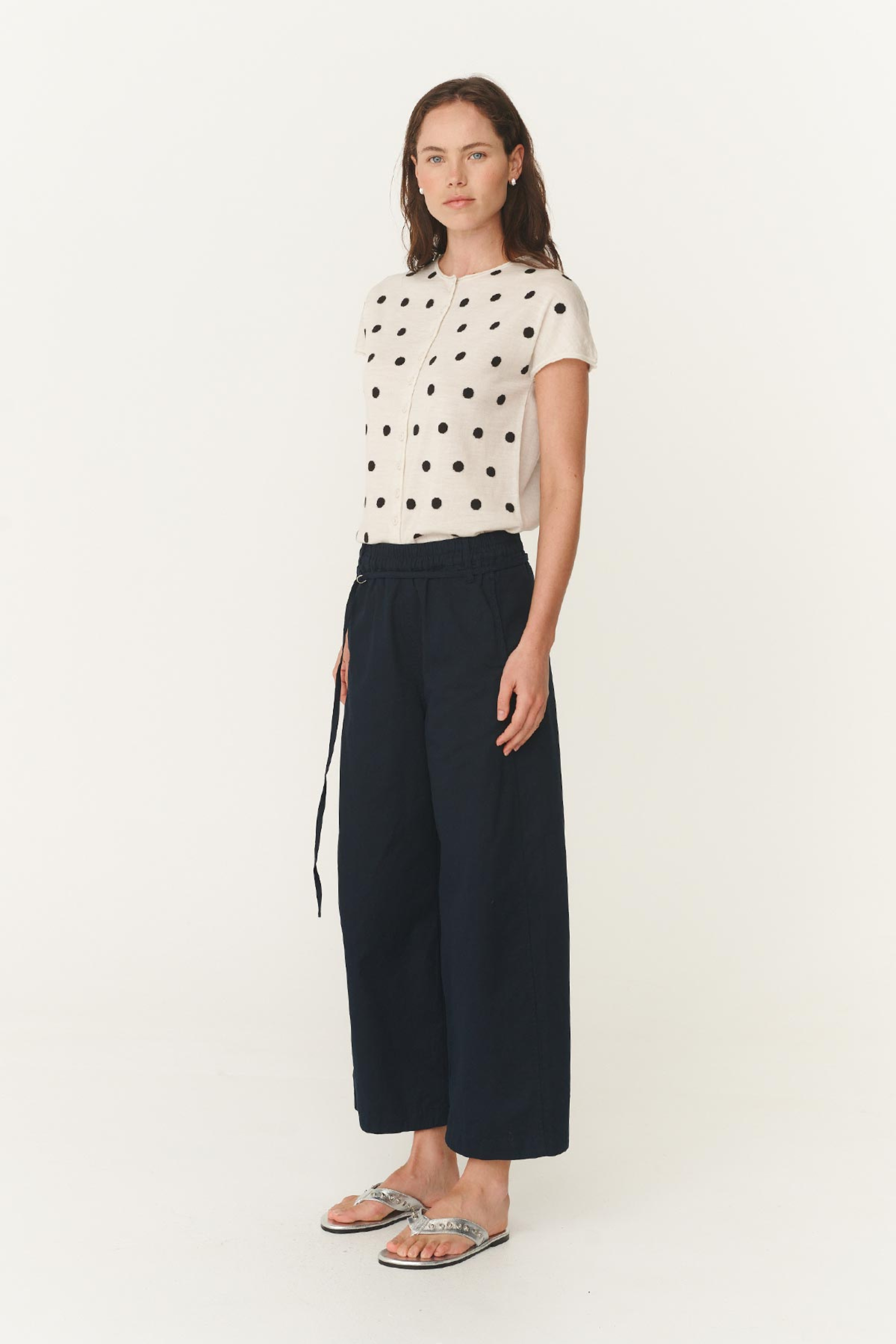 Maryanne Barrel Leg Pants - Navy