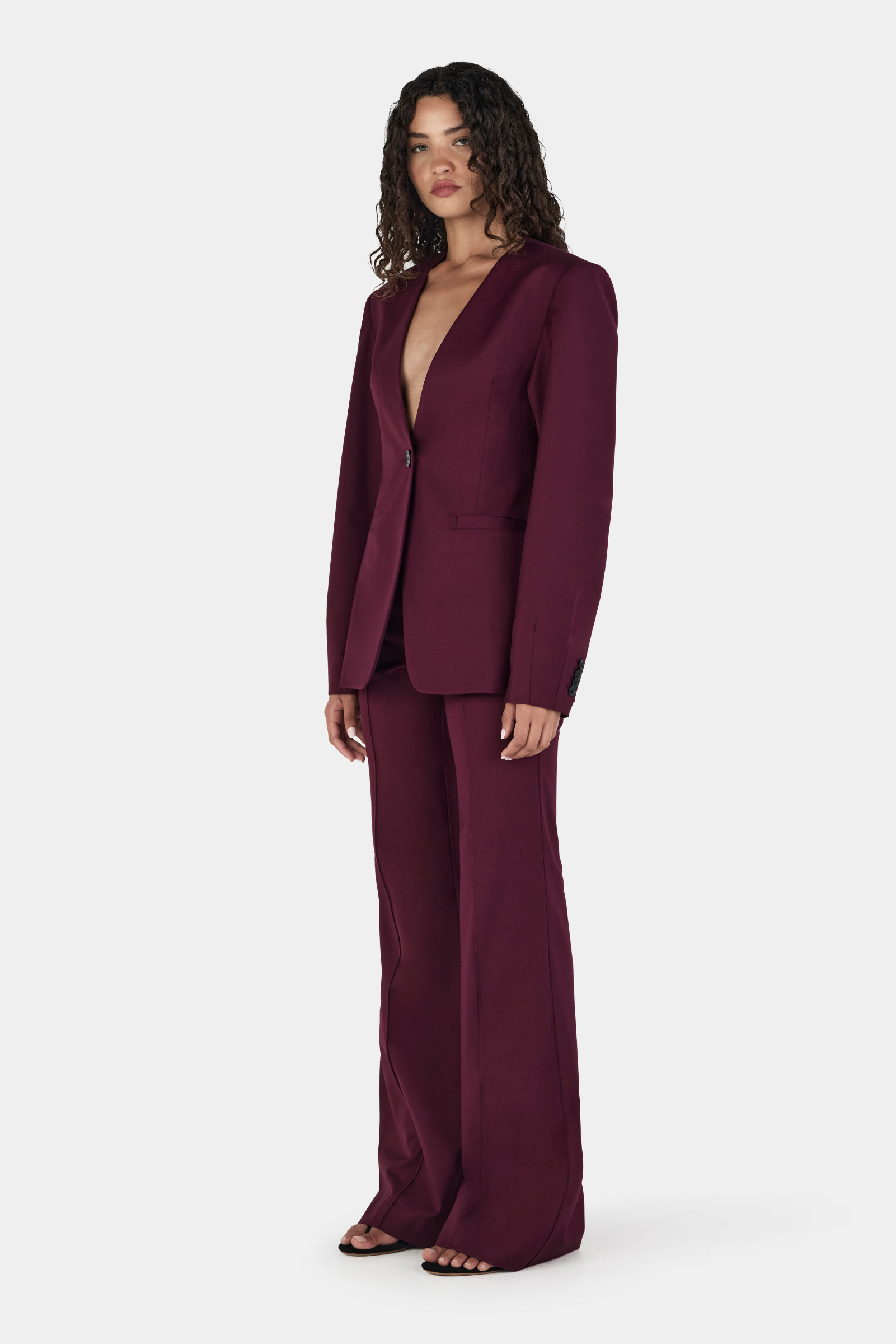 Maxine Collarless Blazer - Maroon
