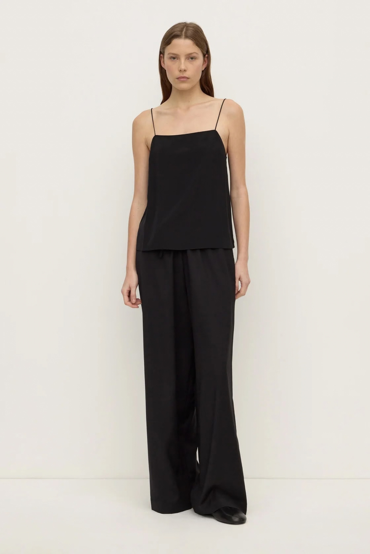 Aime Silk Tank - Black