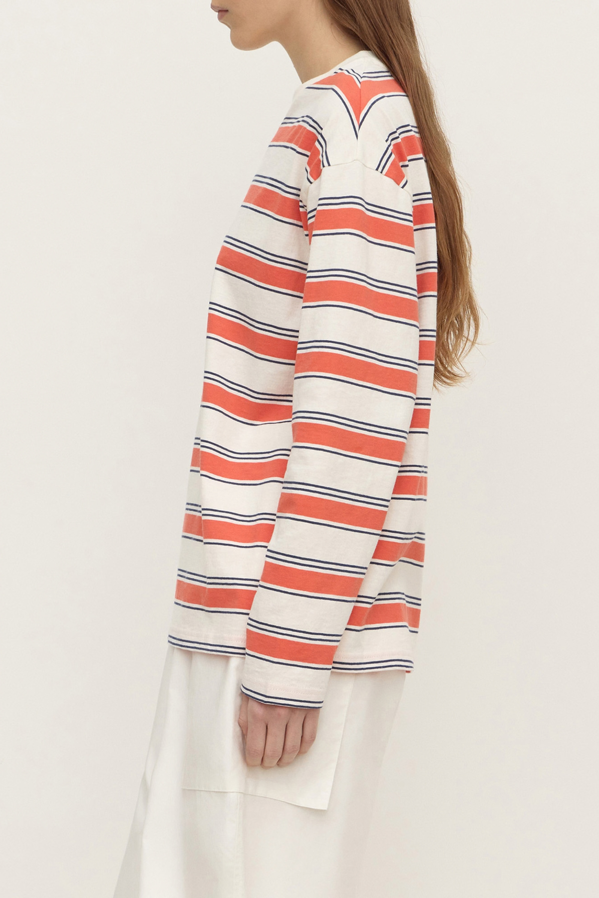 Eliana Stripe Cotton L/S Tee - Dahlia Stripe