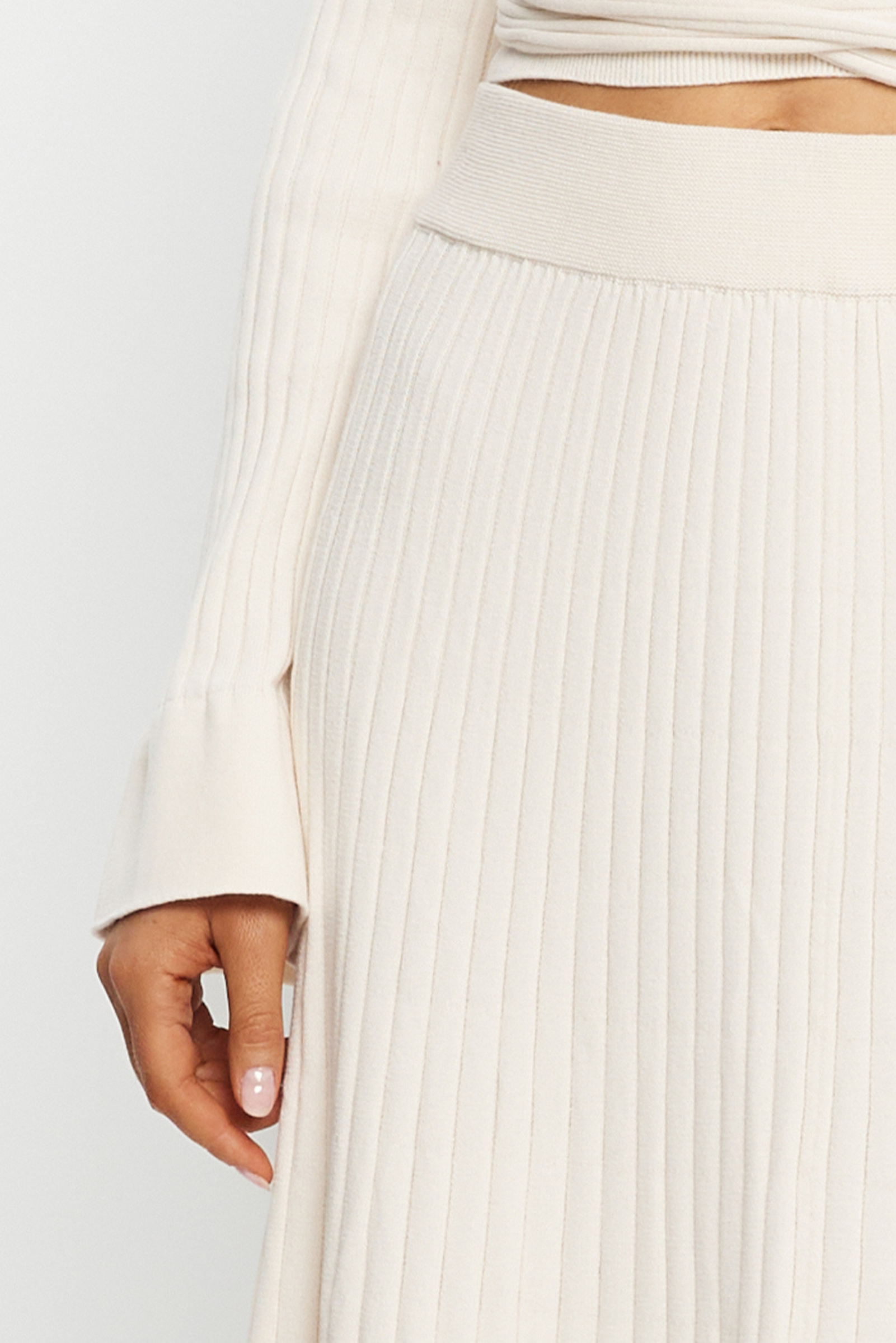 Daphne Rib Knit Skirt - Cream