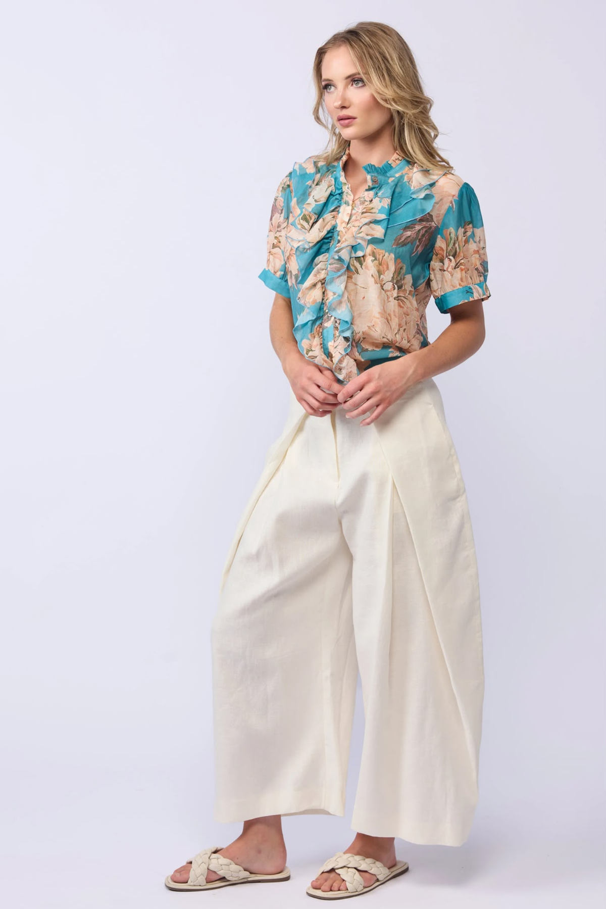 Wish Blouse - Aqua Bloom