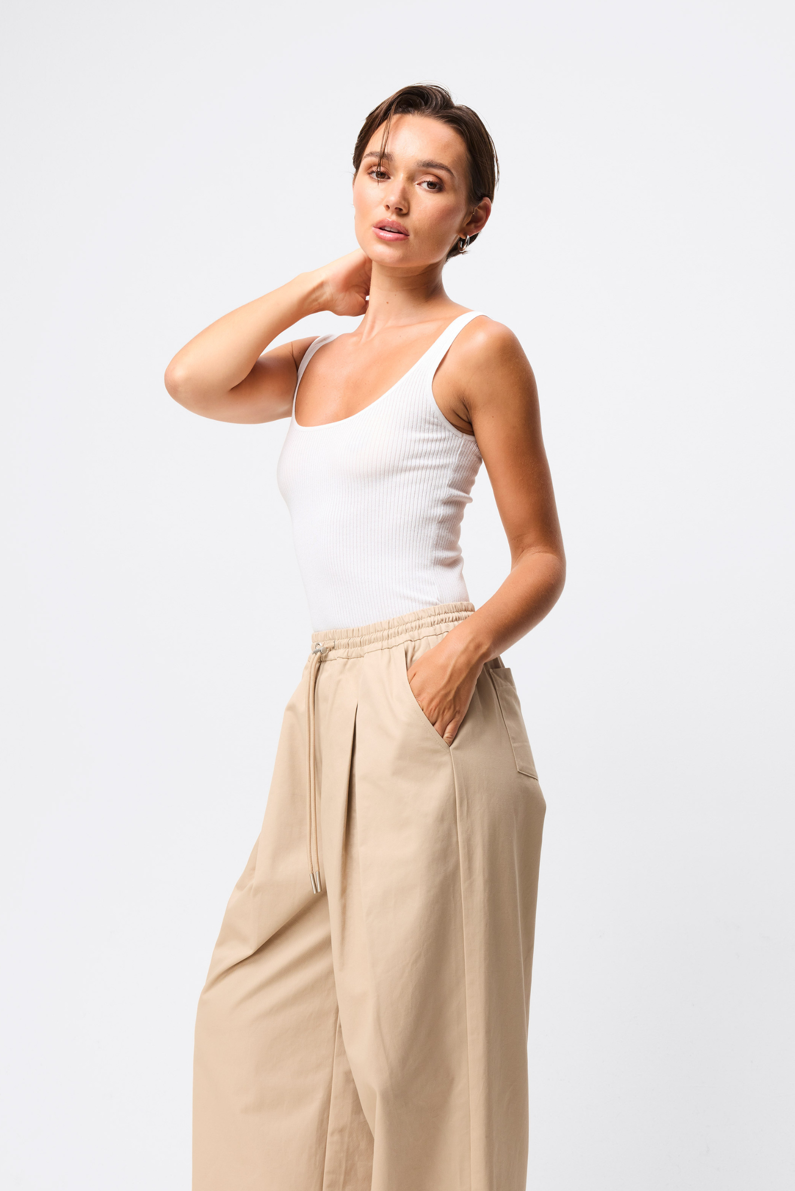 Fine Line Knit Tank - White