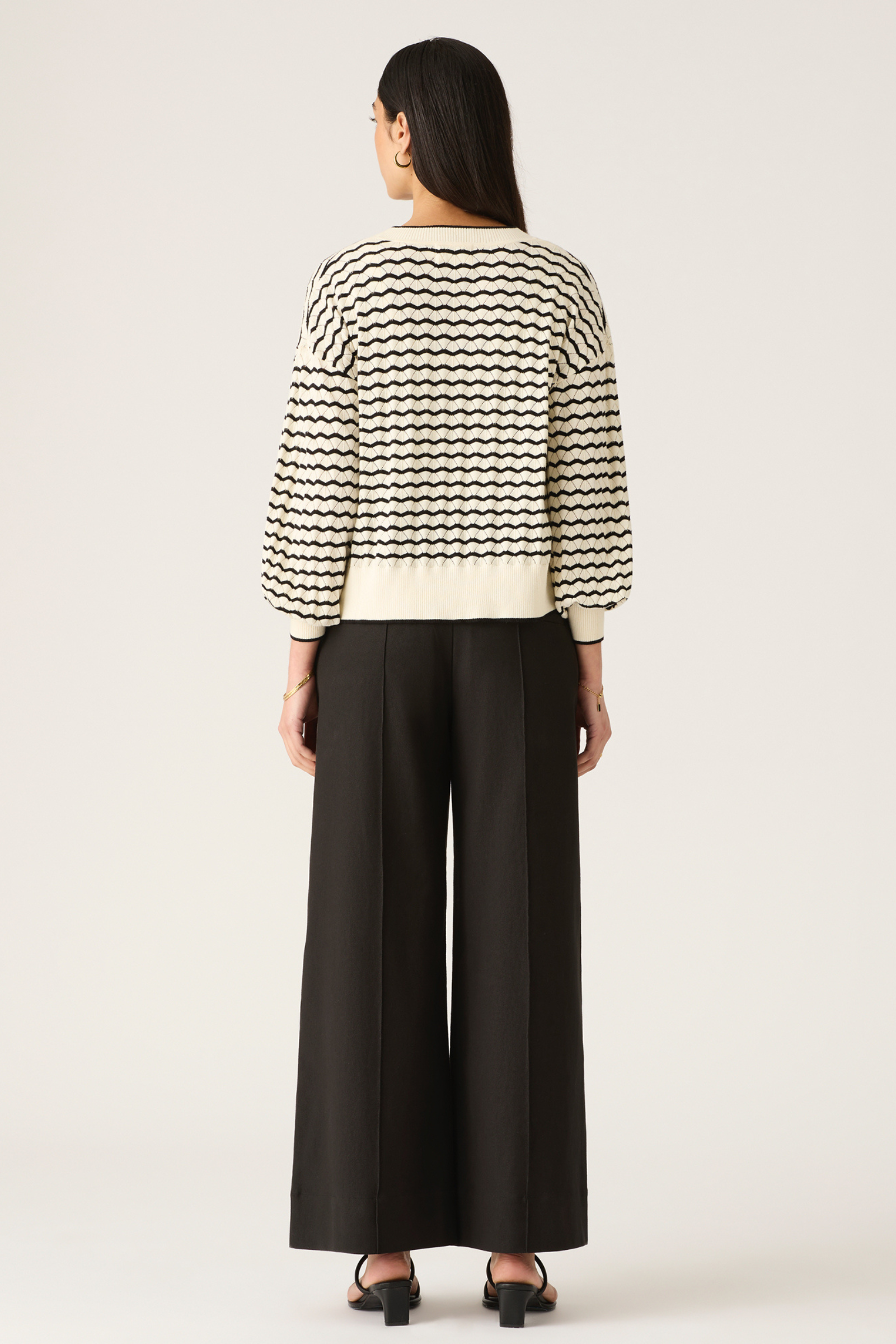 Elara Knit Cardigan - Black & White Stripe