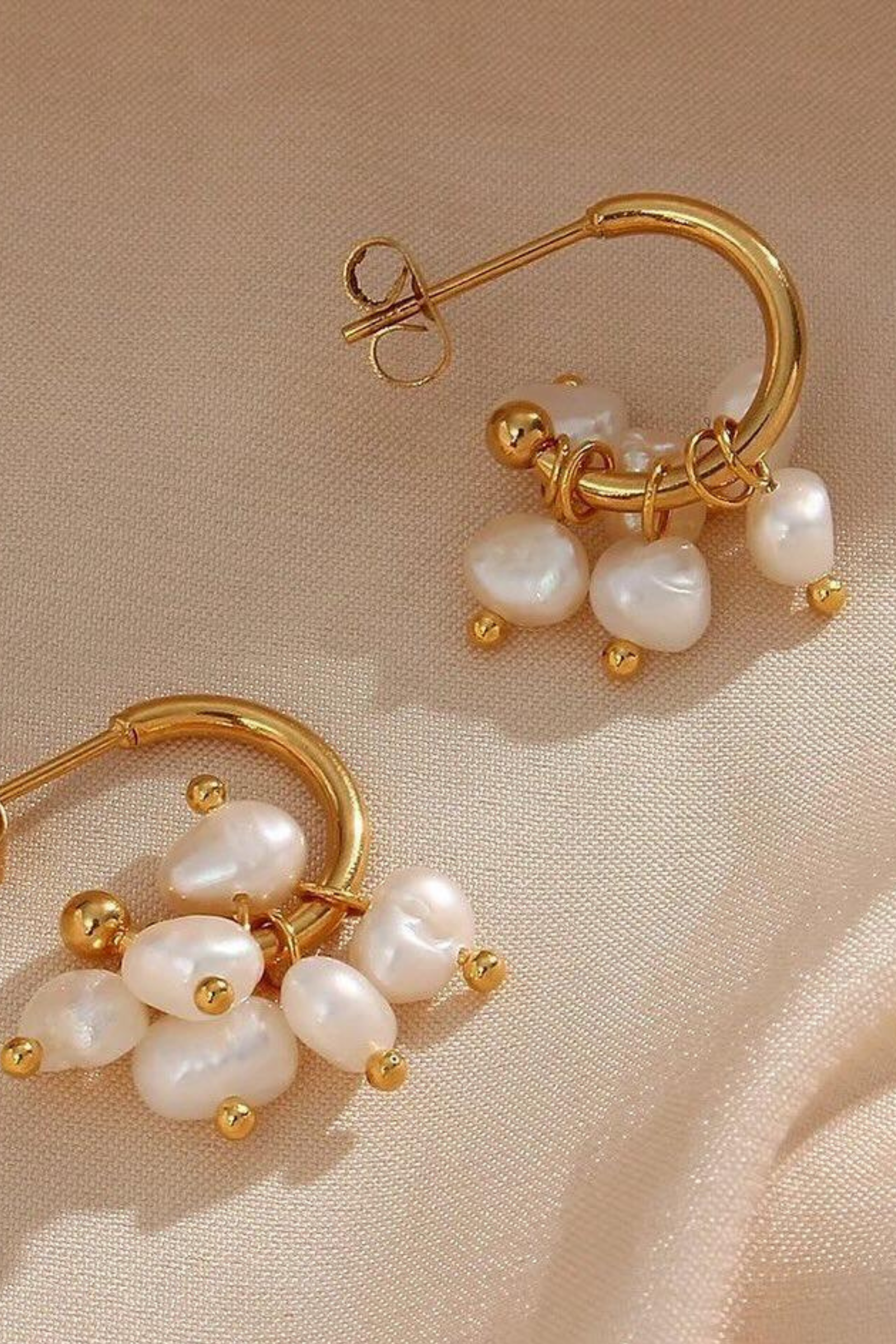 Freshwater Pearl Hoops - Gold