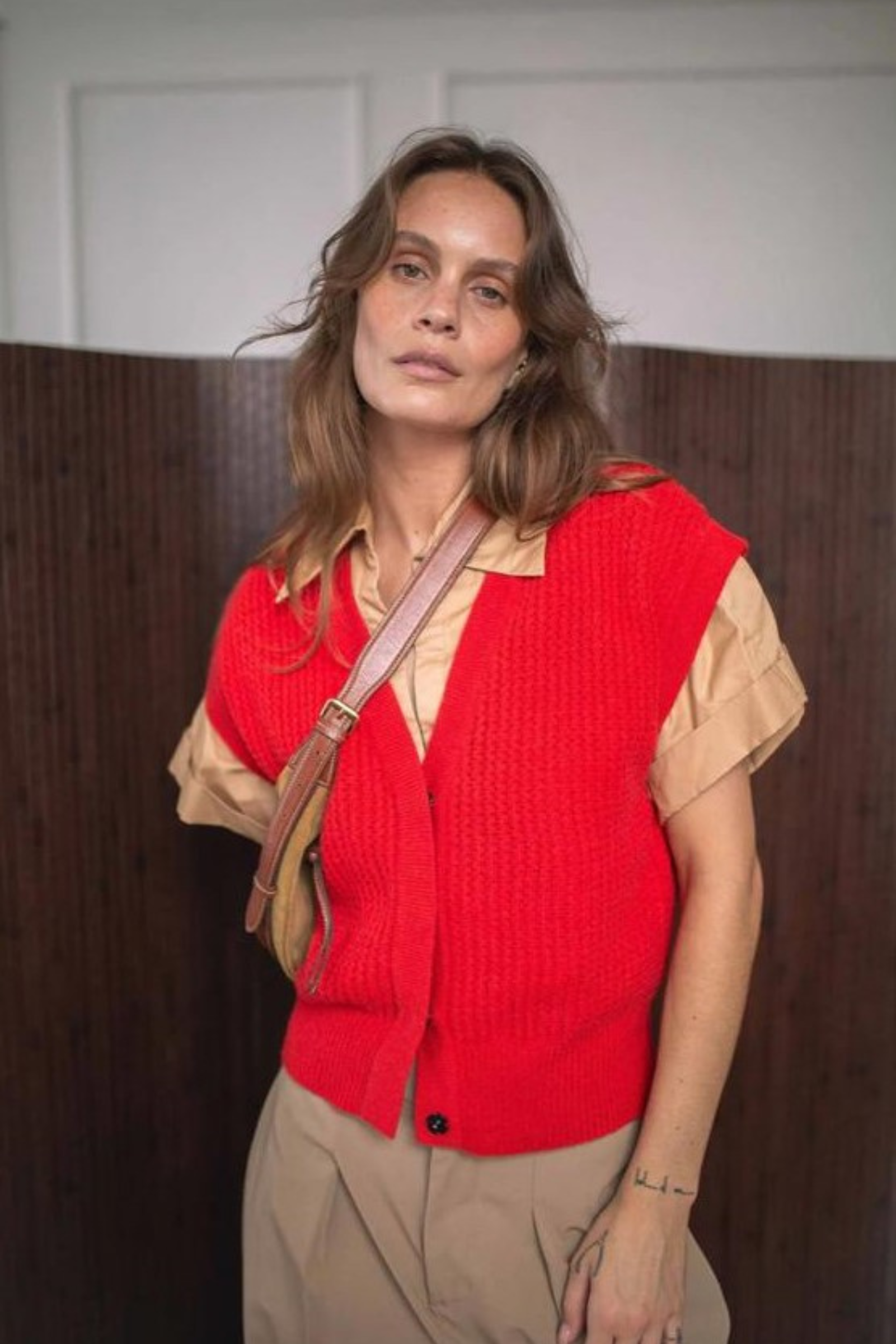 Sleeveless Cardigan - Red