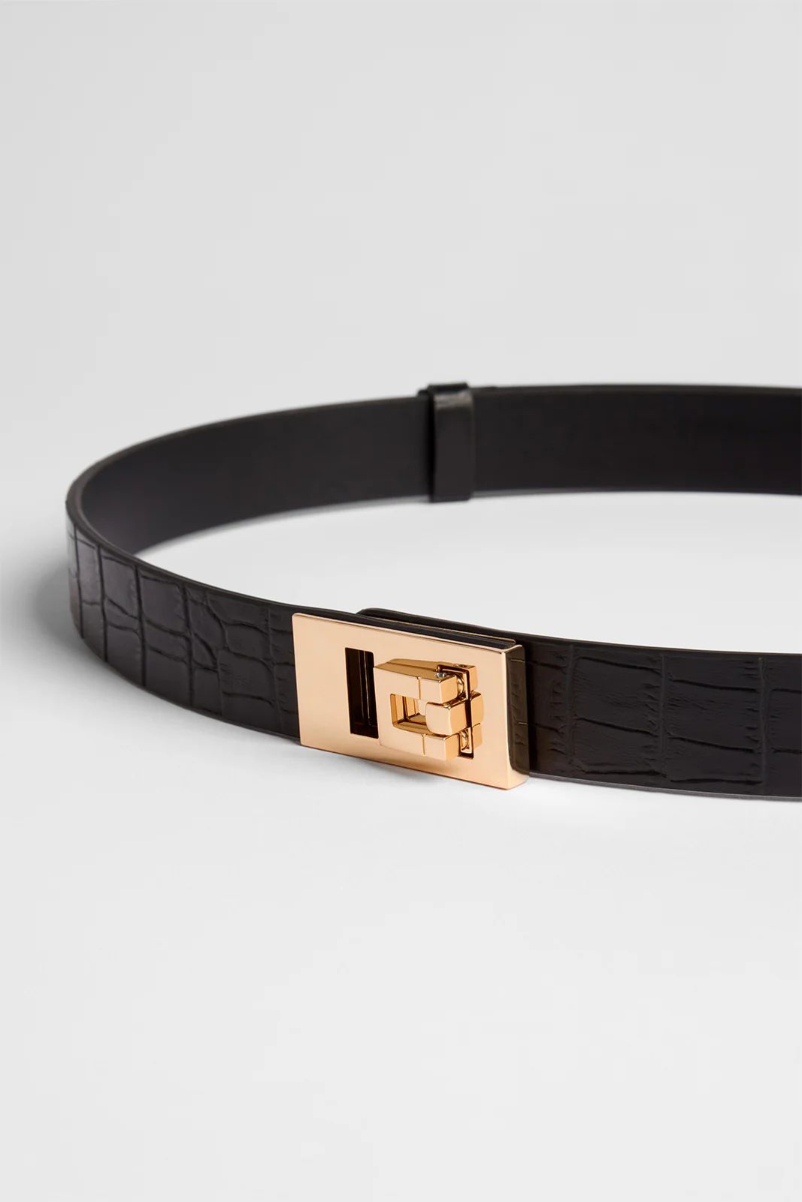Paige Belt - Black Croc
