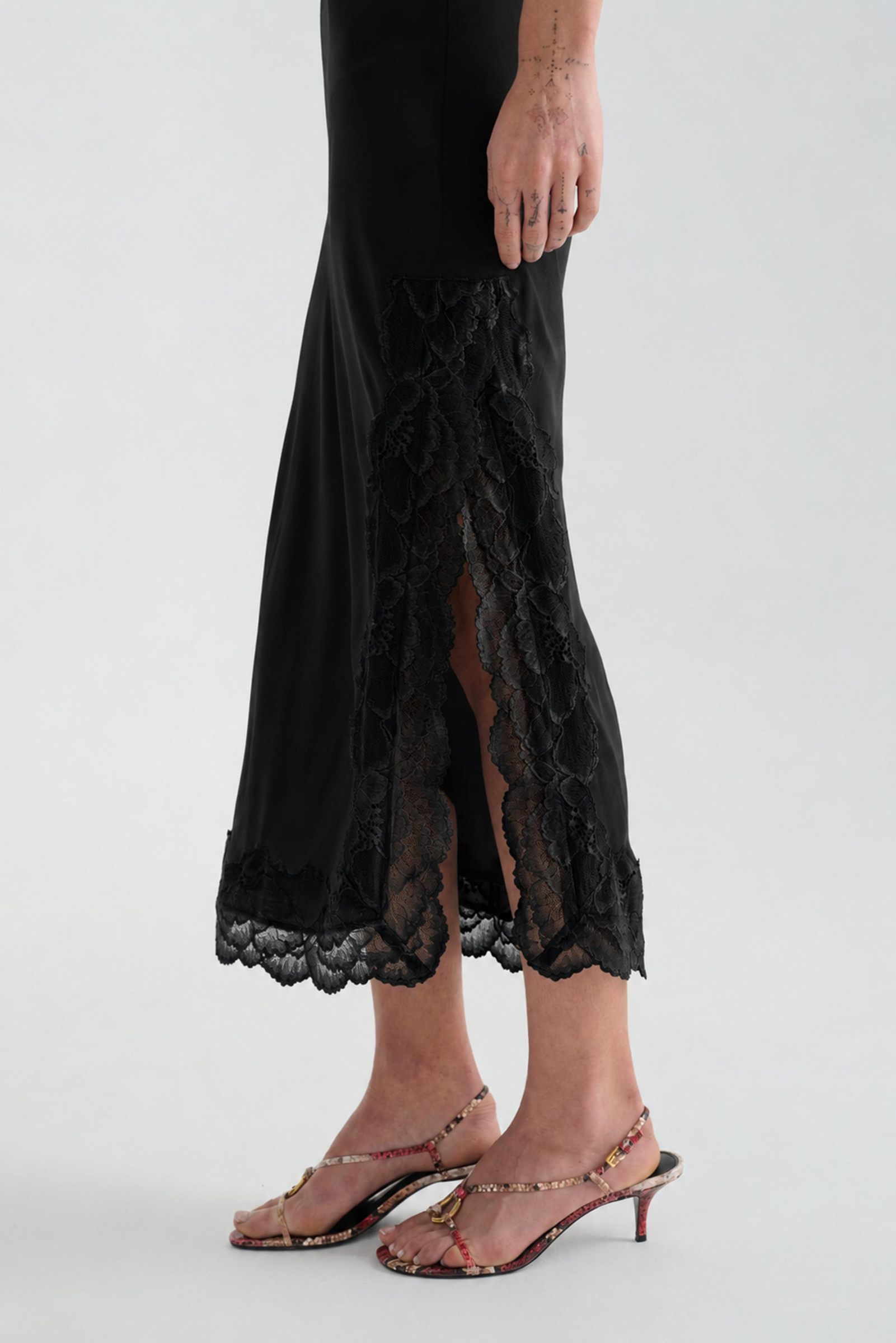 Annie Silk Midi Dress - Black