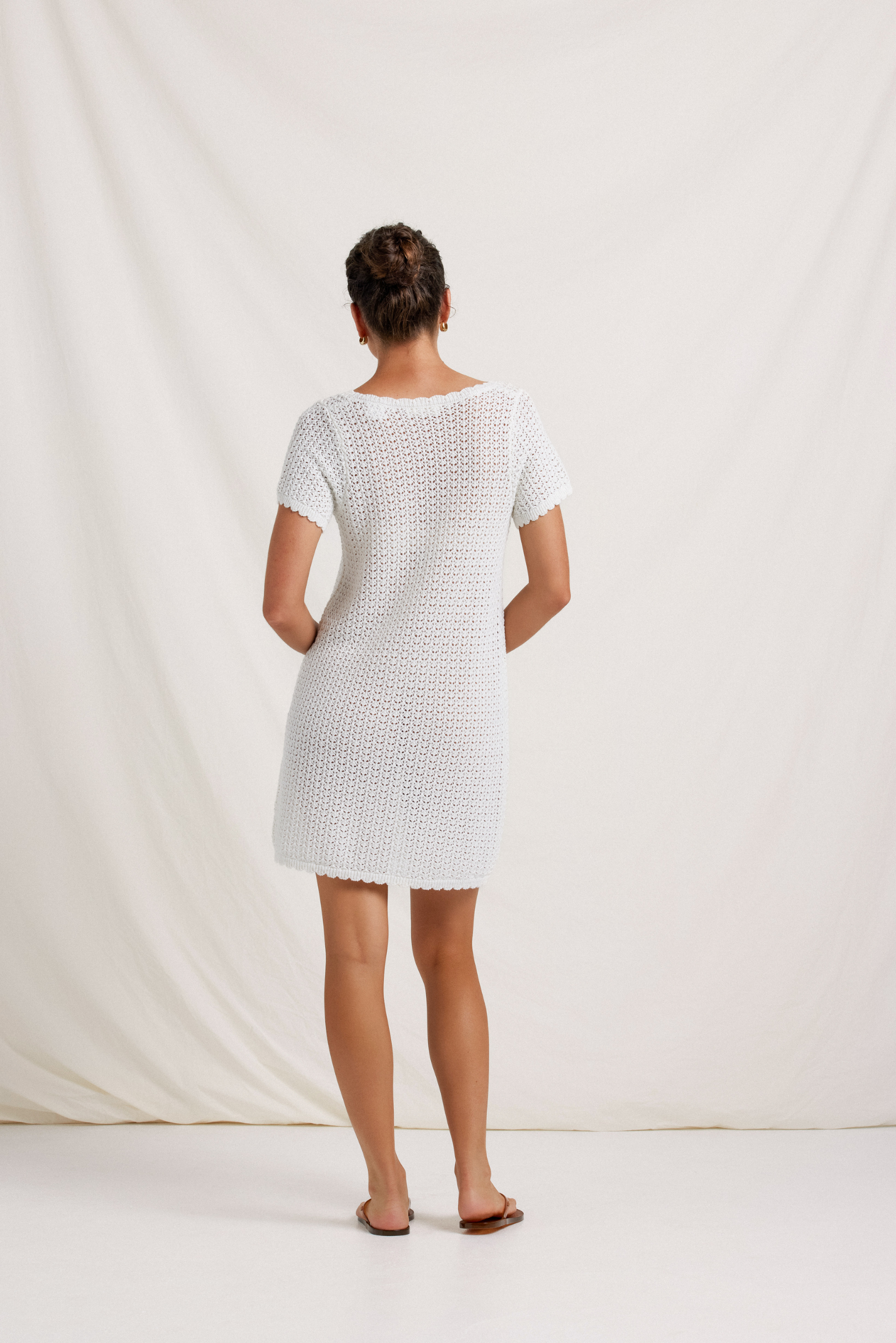 Pointelle Mini Dress - Seashell