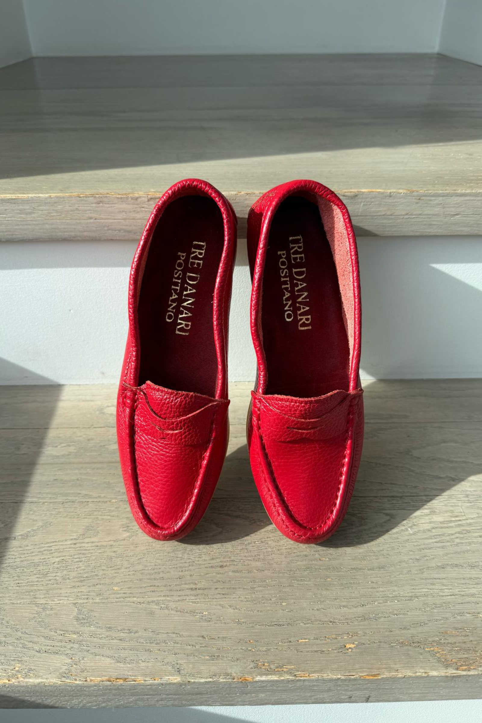 Italian Leather Loafers - Red