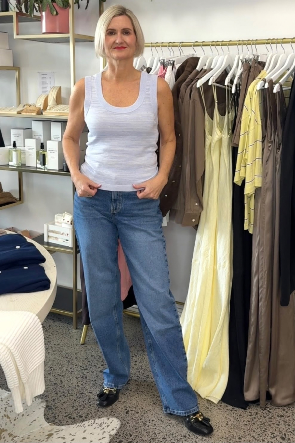 Silas Knit Top - Blue Marle