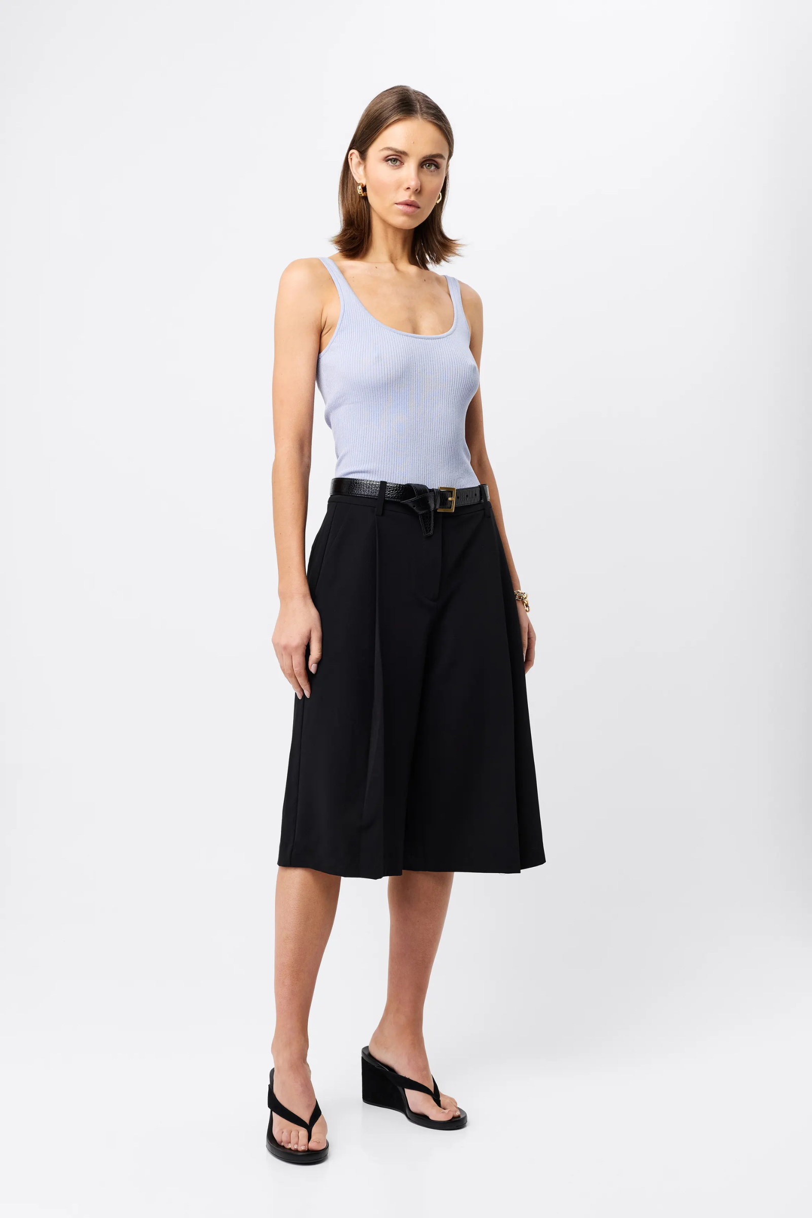 Fine Line Knit Tank - Sky